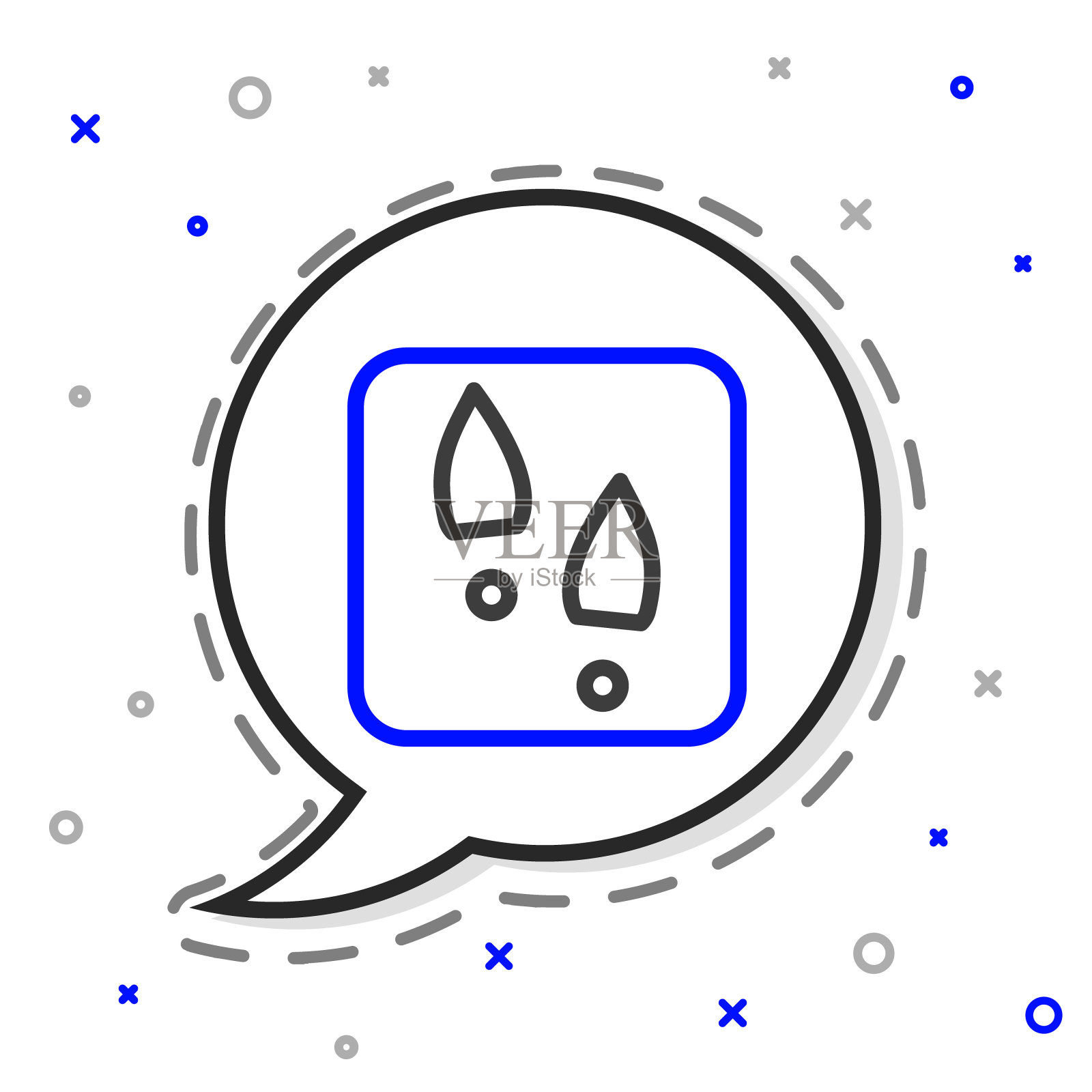 线人的脚印鞋图标孤立在白色背景。鞋鞋底。色彩斑斓的轮廓的概念。向量插画图片素材