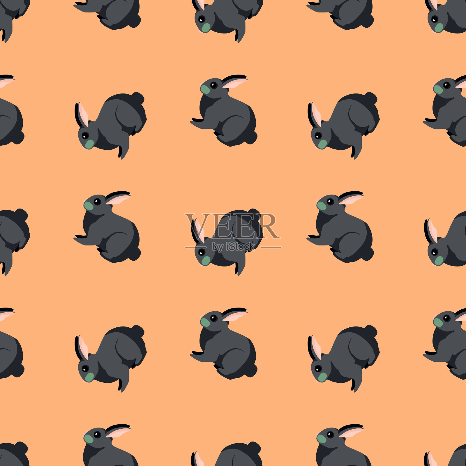 无缝的兔子图案。家畜在彩色的背景。矢量插图的纺织品。插画图片素材