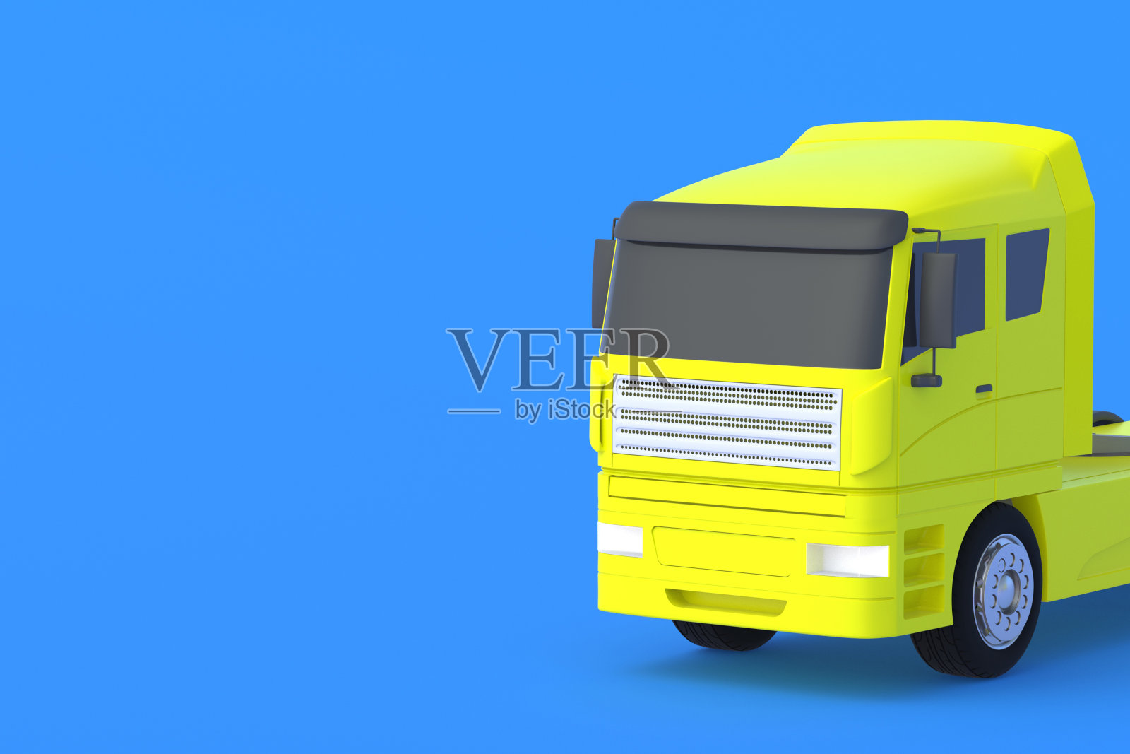 蓝色背景的卡车。运输公司。运输重物。送货服务。国际运输。副本的空间。三维渲染照片摄影图片