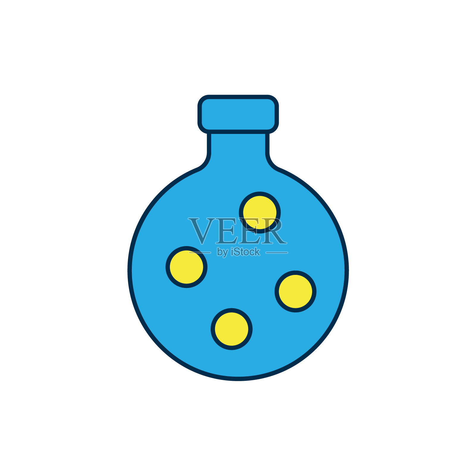 填充轮廓瓶与药水图标孤立在白色背景。有魔力药水的烧瓶。快乐的万圣节派对。向量图标素材