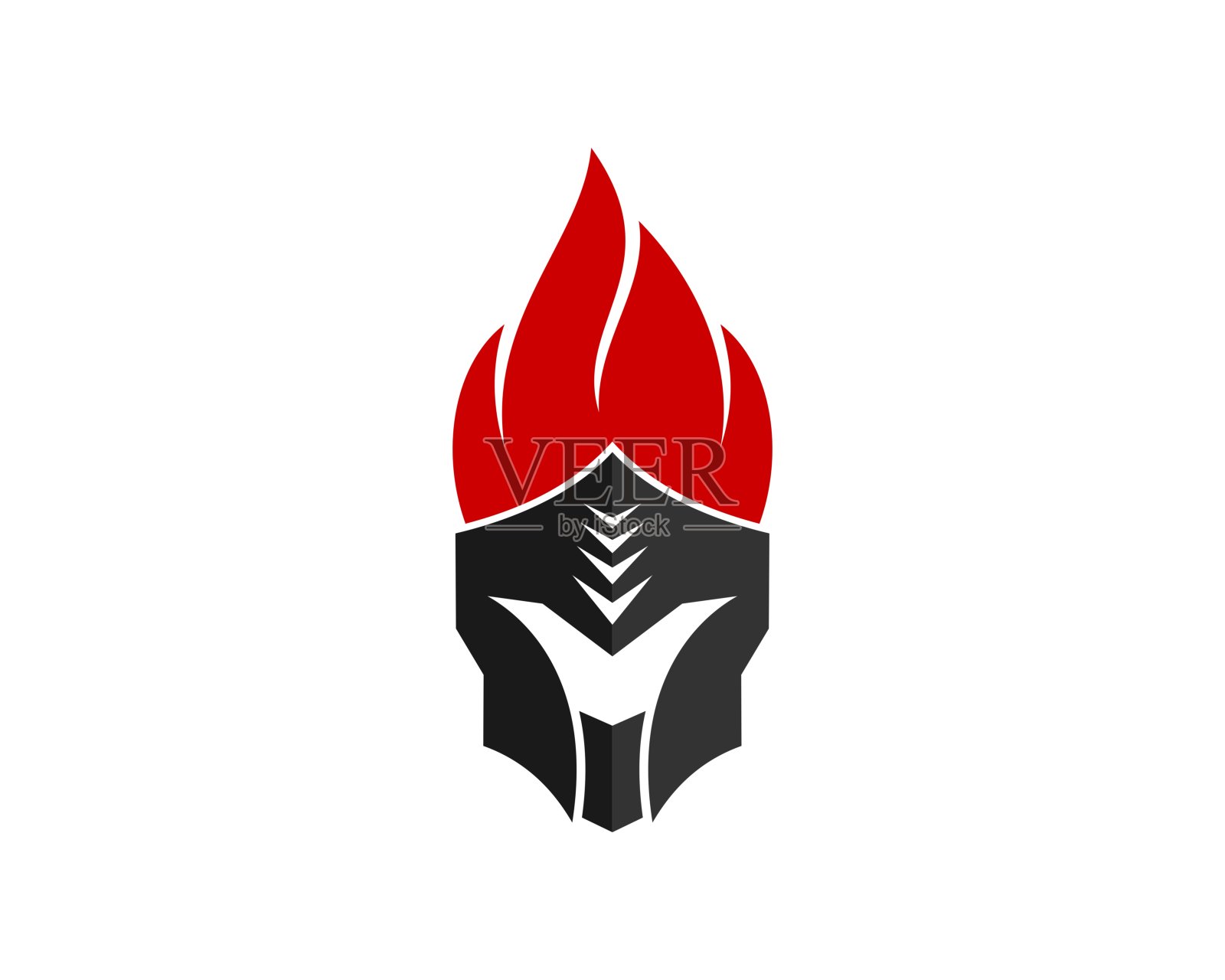 古代斯巴达头盔,顶部有火焰设计元素图片