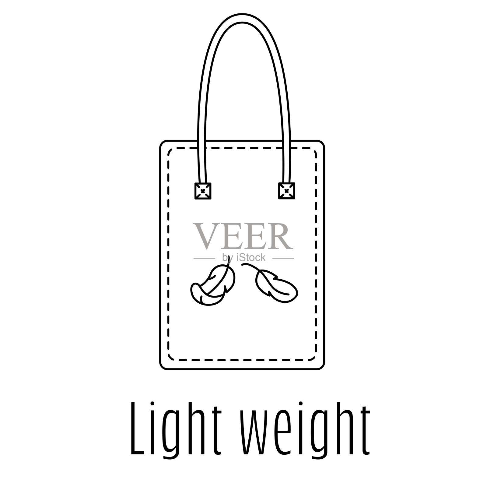 轻量化-可持续购物袋的概念,环保面料,服装包装。插画图片素材