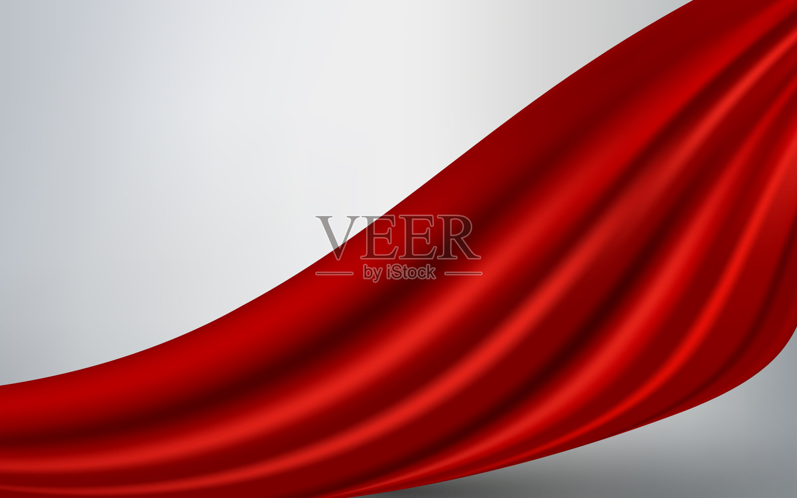 豪华红色丝绸面料背景。有波浪褶皱的红色缎子。纹理缎丝绒面料插画图片素材