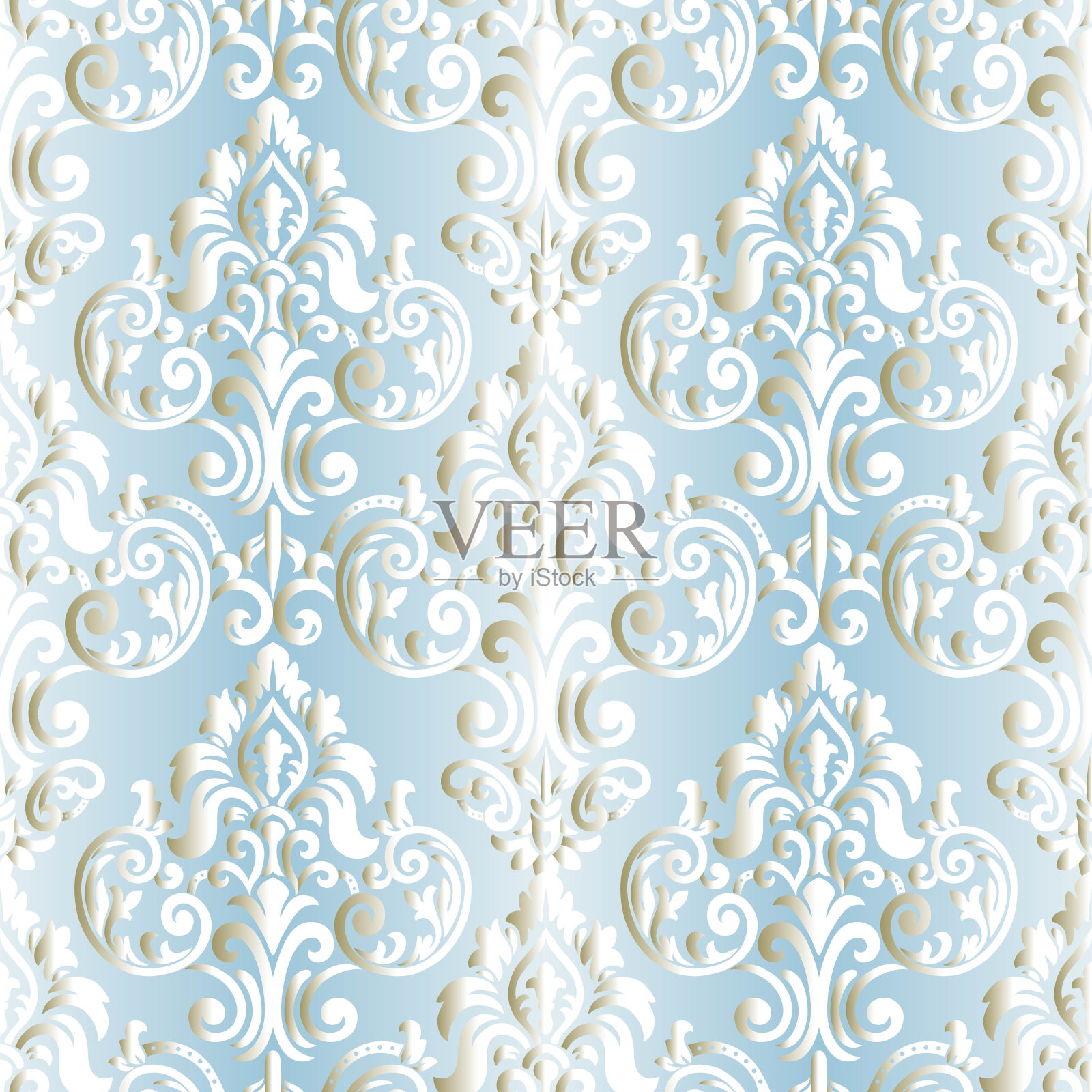 复古花卉无缝图案元素:大马士革壁纸插画图片素材