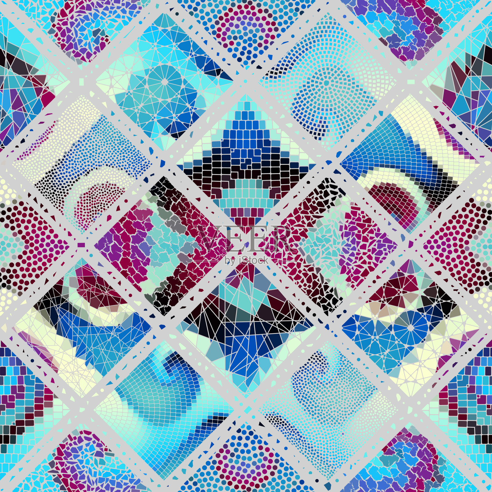 矢量马赛克艺术图案。矢量图像马赛克插画图片素材