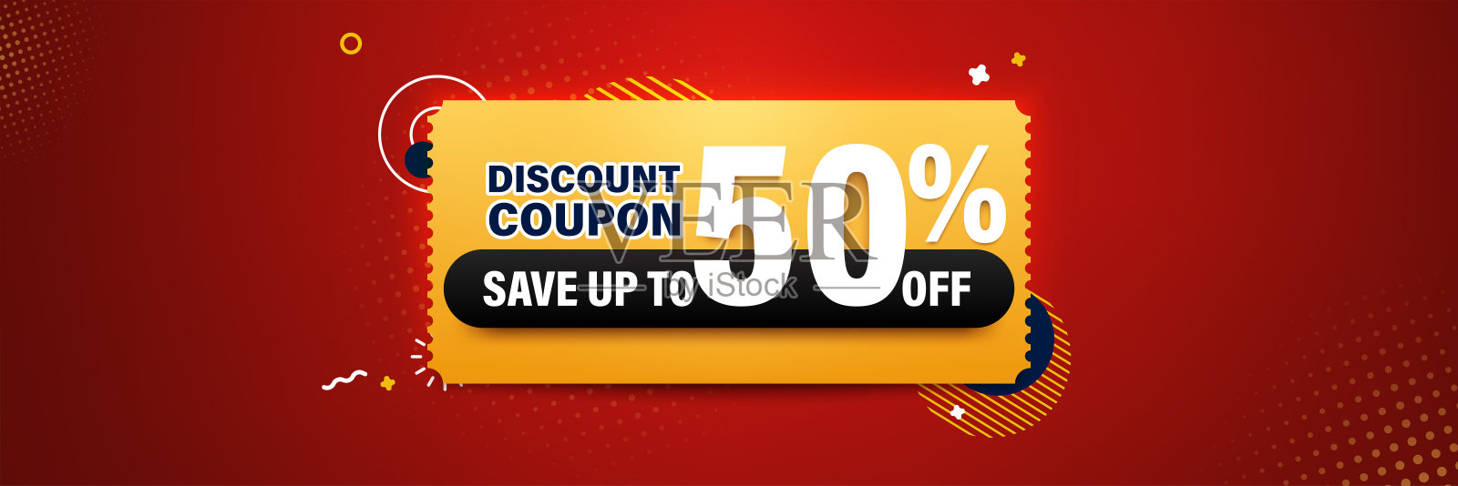 优惠券销售横幅网页或社交媒体模板设计。设计元素图片
