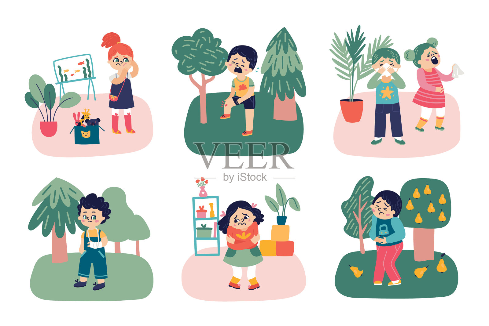 儿童疾病组插画图片素材