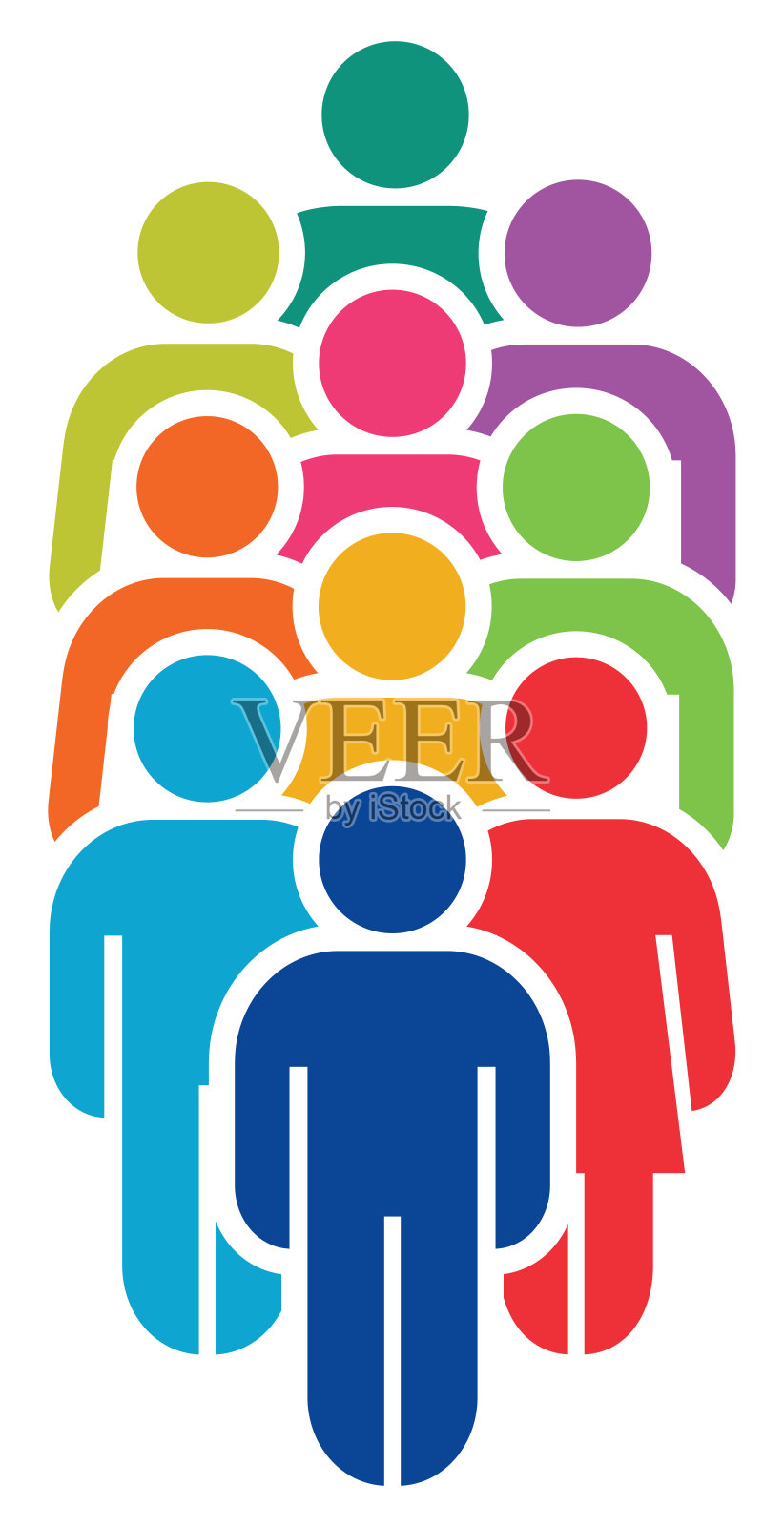 一群程式化的人的矢量插图。男人和女人的图标。插画图片素材