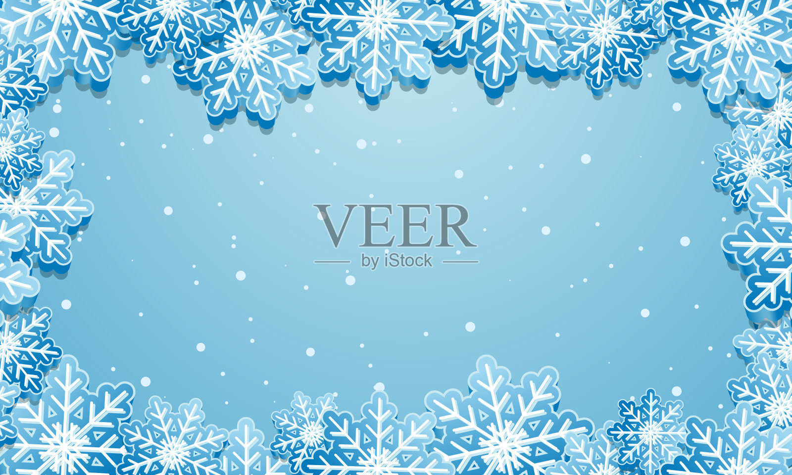 冬天的背景有雪花。蓝色的冬天的旗帜与雪花。矢量图插画图片素材