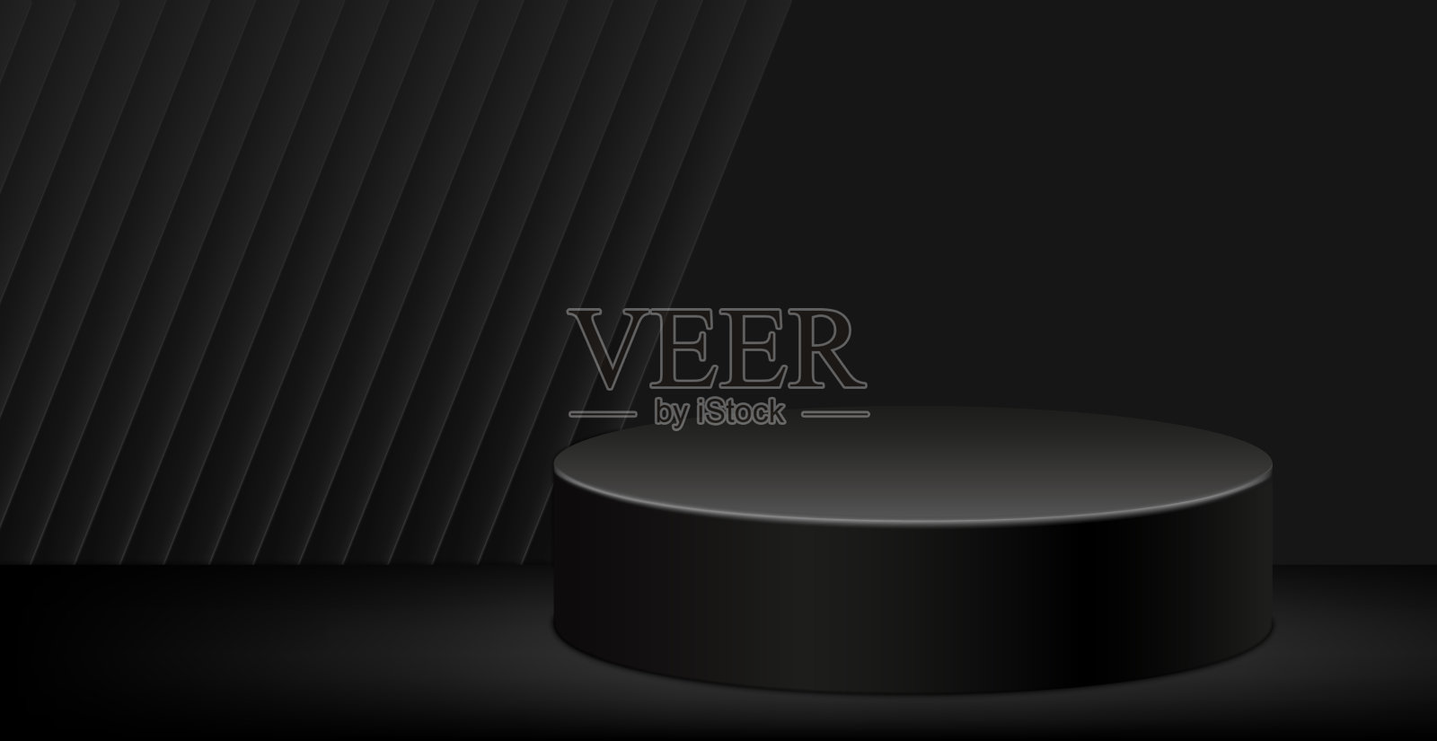 黑色全景抽象底座背景-矢量插画图片素材