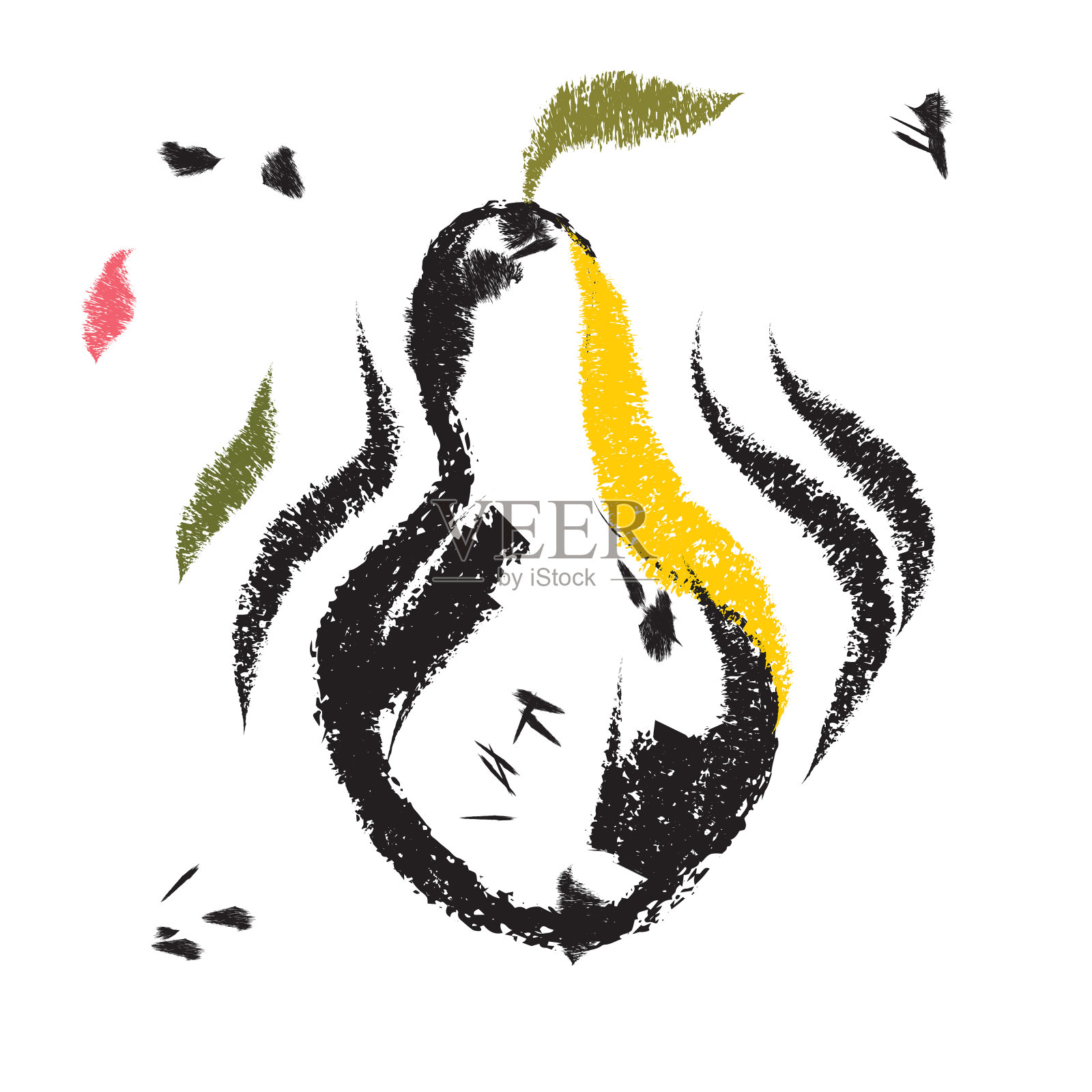 手绘抽象梨插画图片素材