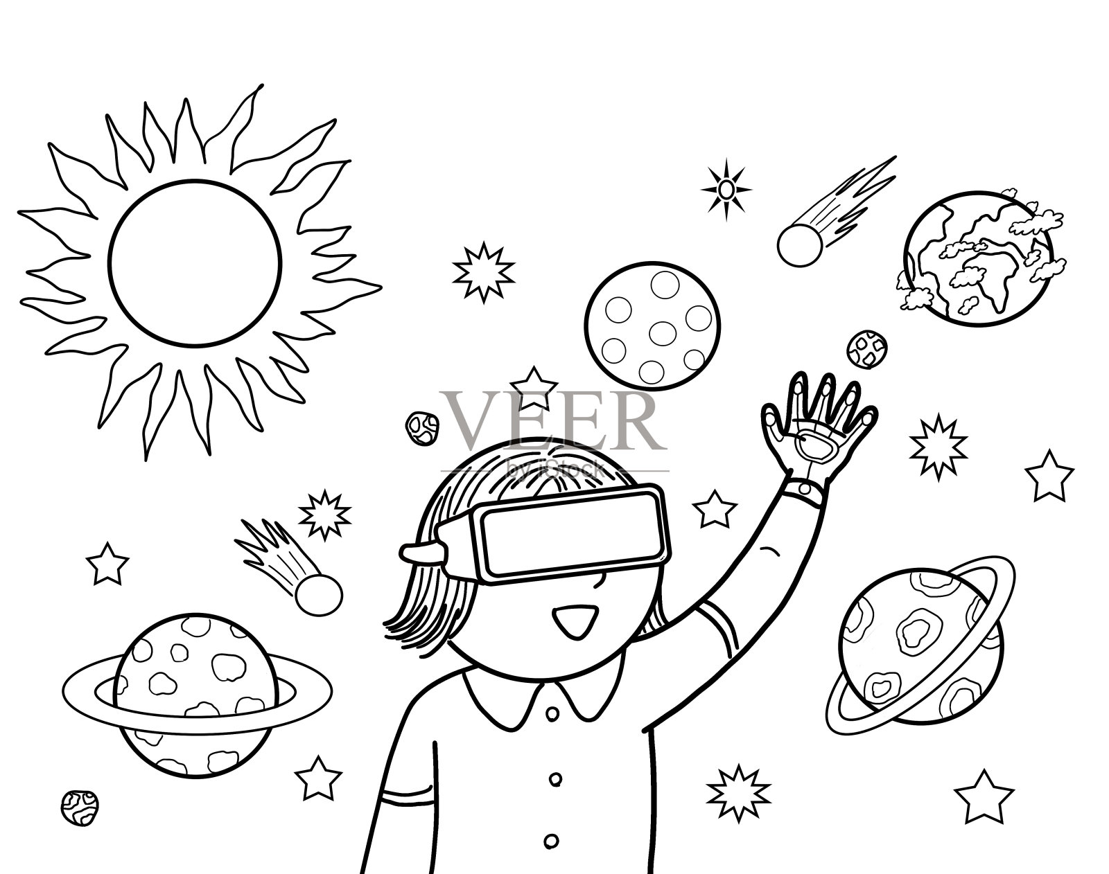 虚拟现实空间宇宙科学插画图片素材