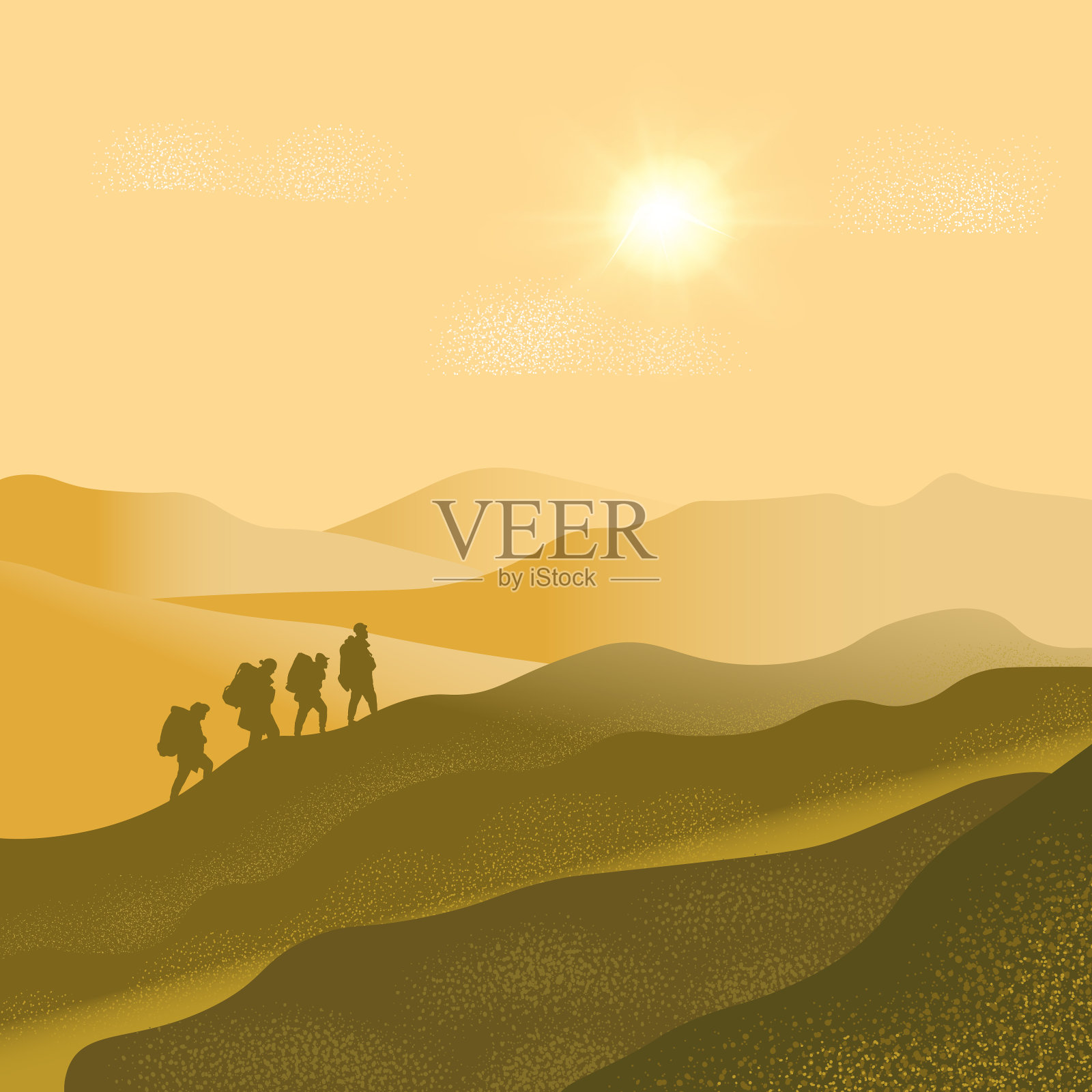 山里有一群游客插画图片素材