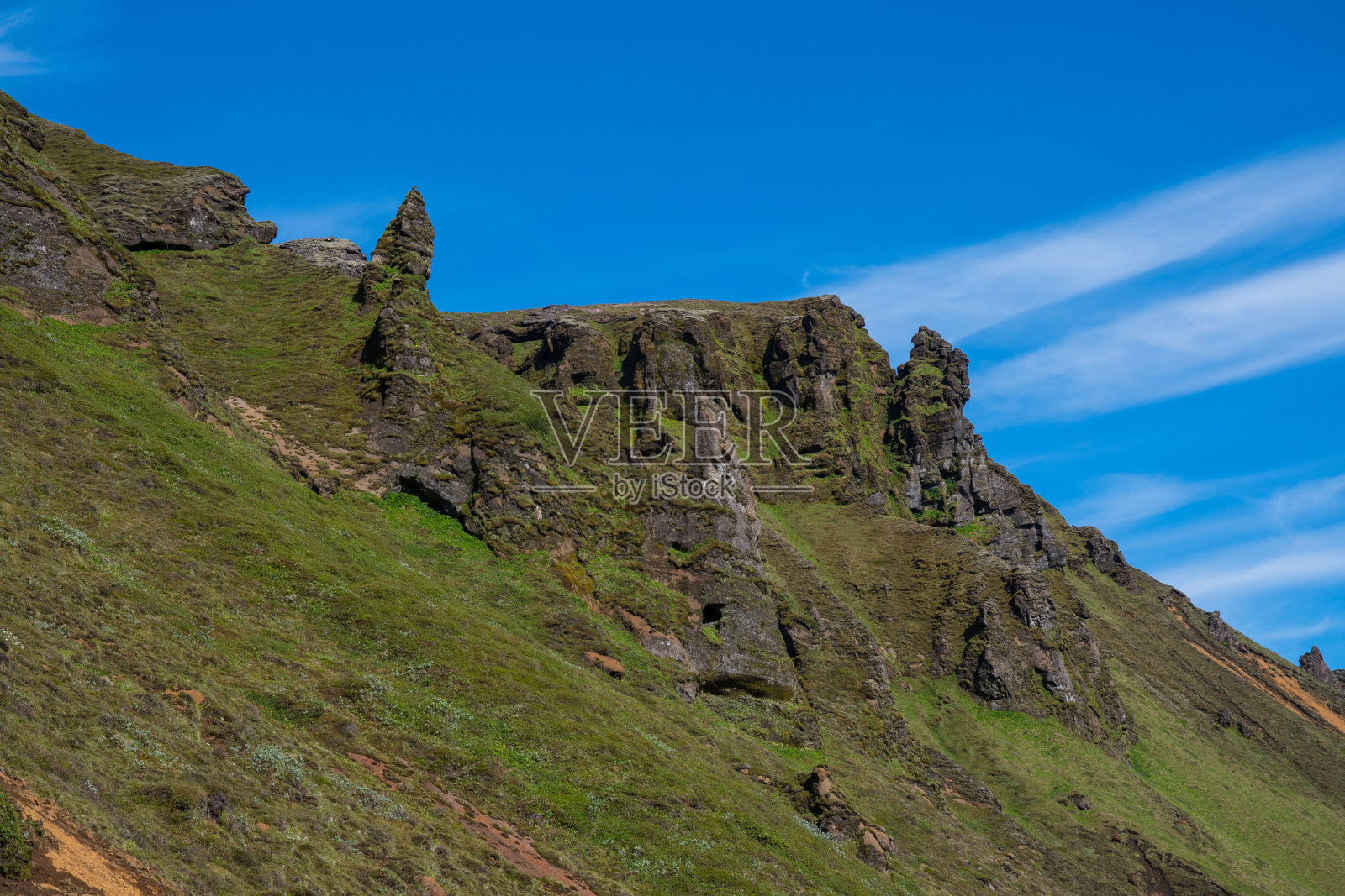冰岛塔吉尔峡谷美丽的岩层照片摄影图片