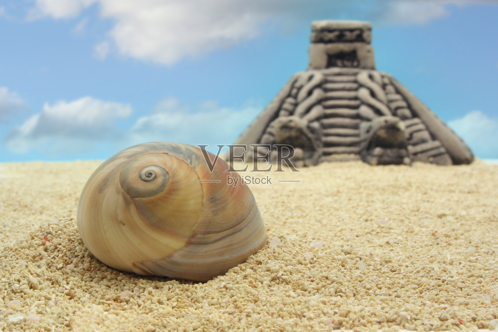 海贝壳与金字塔,浅深的领域照片摄影图片