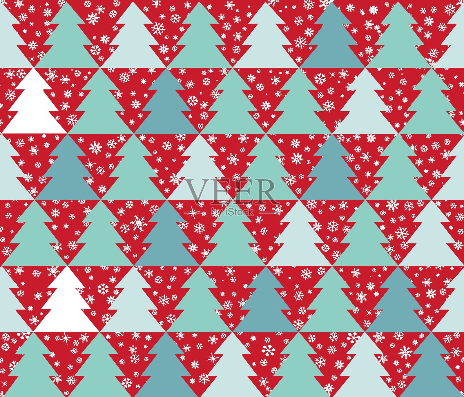 冬雪无缝图案。圣诞节日雪花装饰背景。插画图片素材