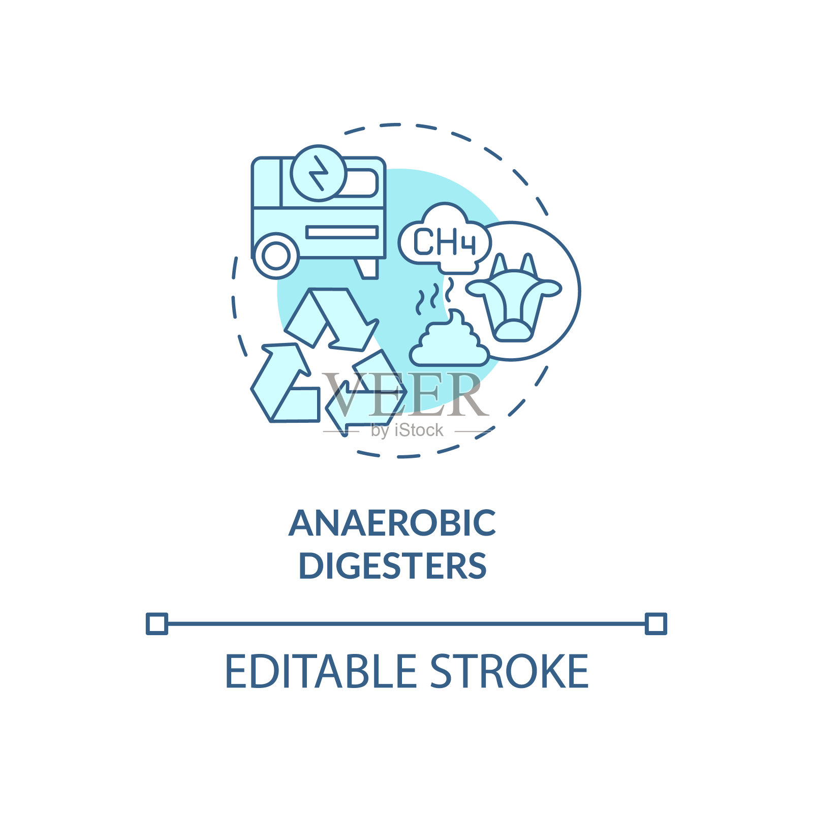 厌氧消化器绿松石概念图标插画图片素材