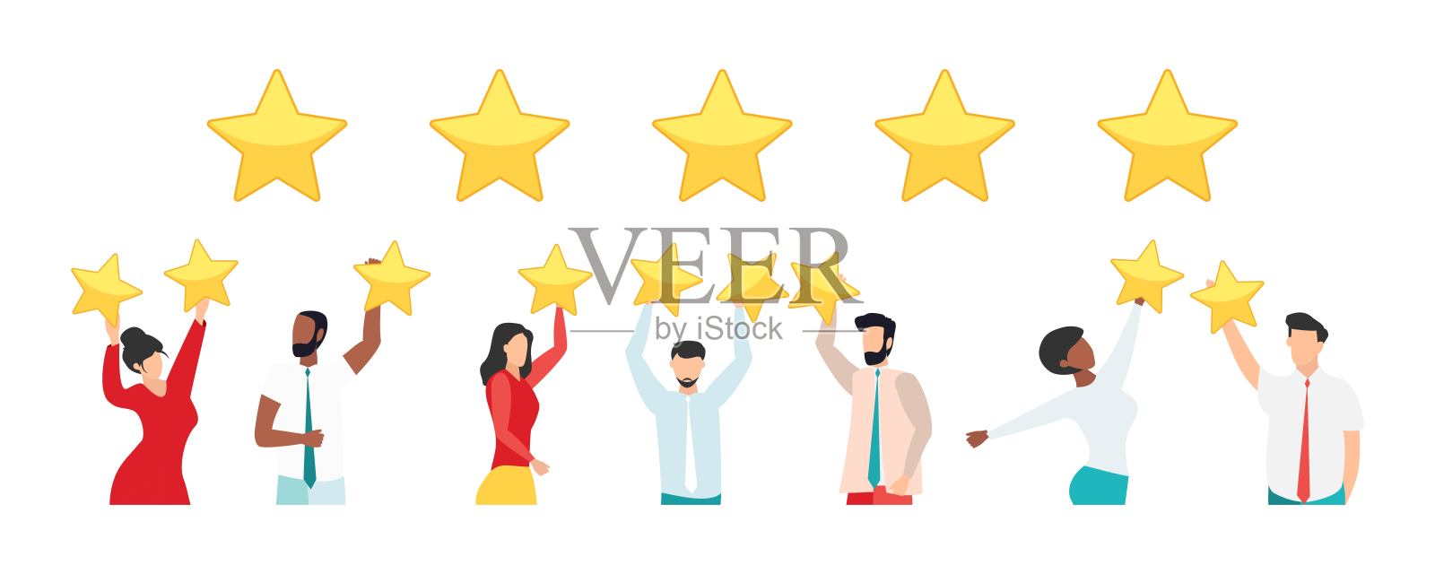客户反馈,推荐,在线调查的概念。一群人评价客户体验,写评论,留下反馈。客户端,用户满意度。孤立平面矢量图插画图片素材