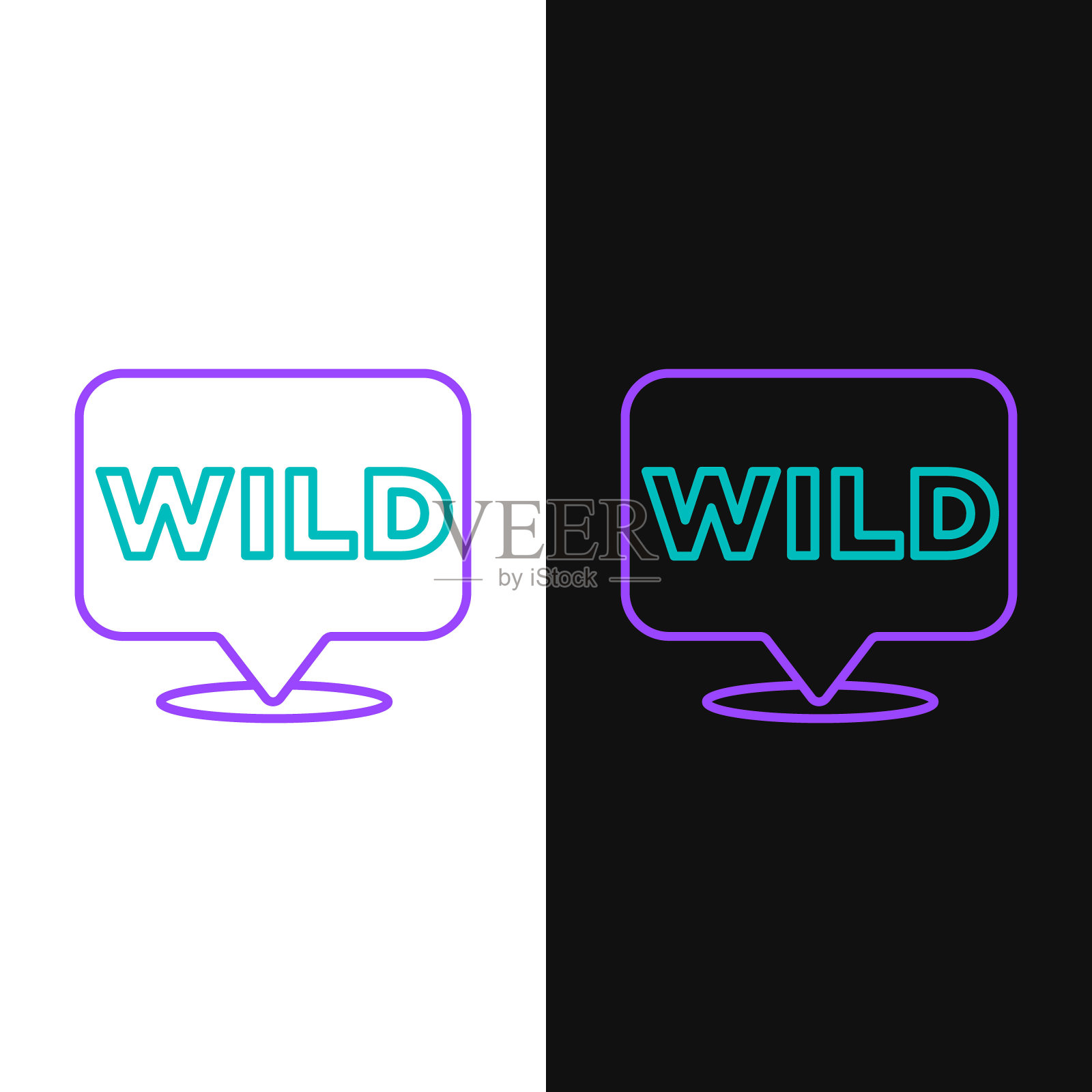 线指针野生西部图标孤立在白色和黑色背景。西式指示牌、留言板、路标,用于指路。色彩斑斓的轮廓的概念。向量插画图片素材