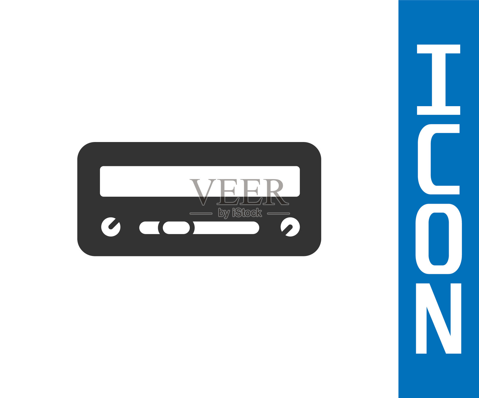 灰色汽车音频图标孤立在白色背景。调频广播汽车音频图标。向量插画图片素材