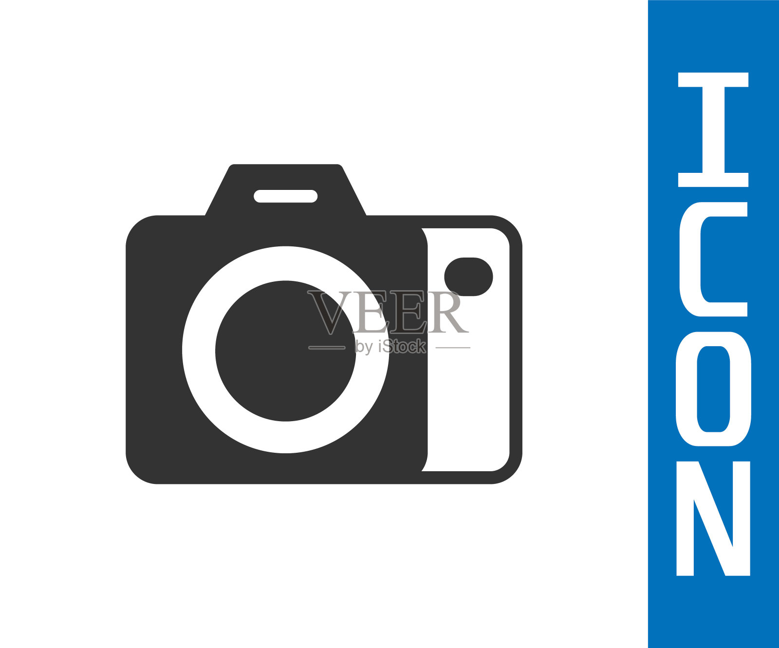 灰色照片相机图标孤立在白色背景上。与相机。数码摄影。向量图标素材