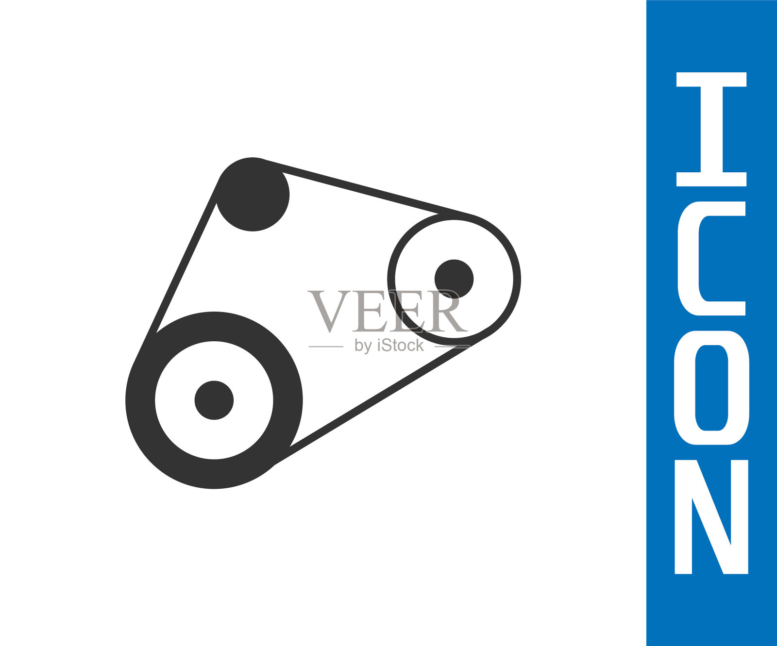 灰色同步带套件图标孤立在白色背景上。向量插画图片素材