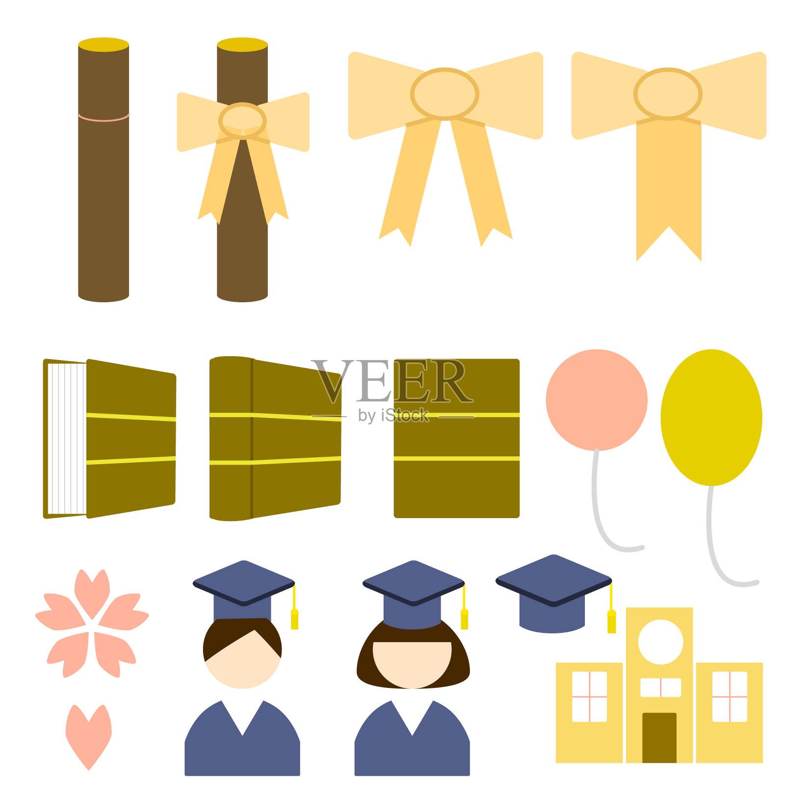 图标插图设置与主题的入口和毕业。插画图片素材