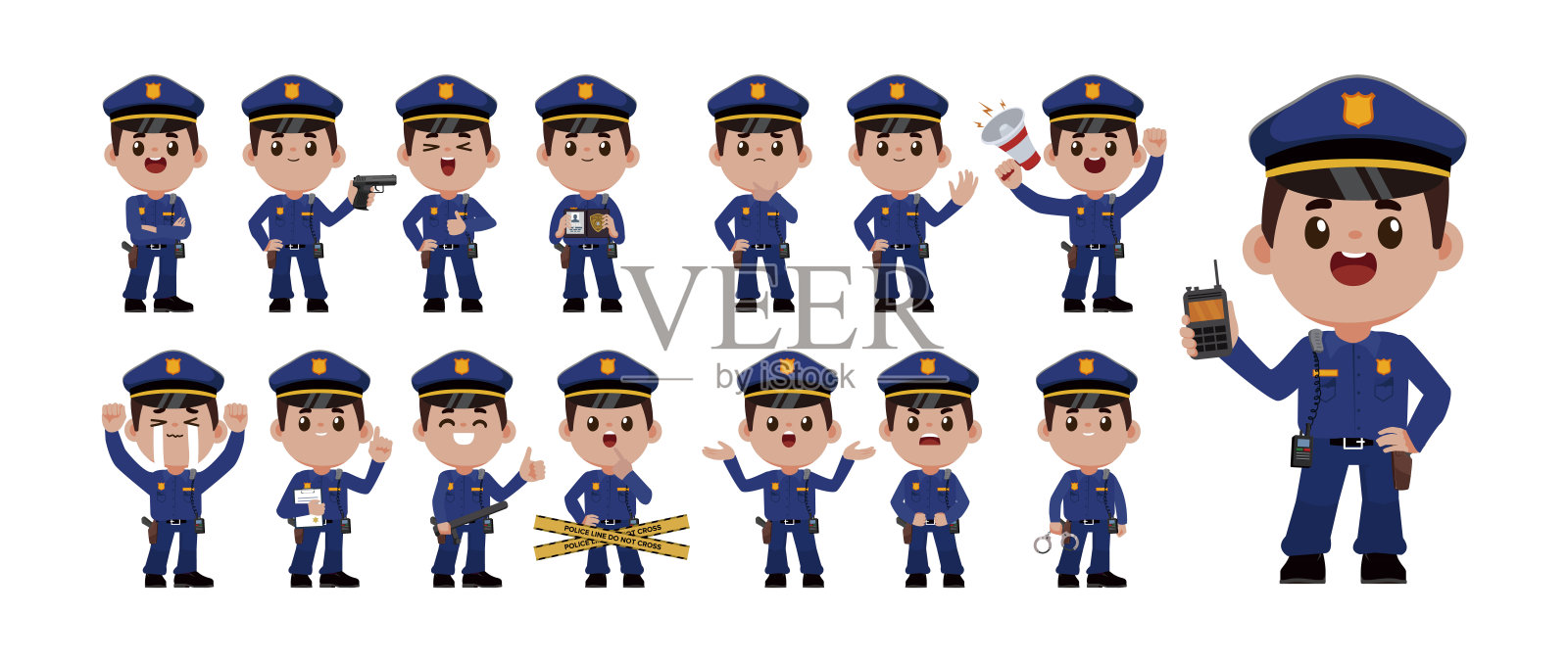 不同姿势的警察设计元素图片
