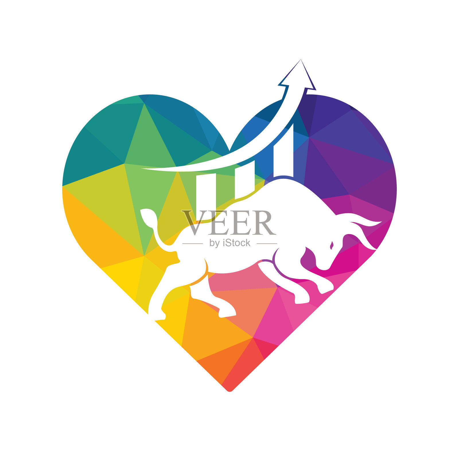 金融公牛标志设计。交易图表、金融标志设计。插画图片素材