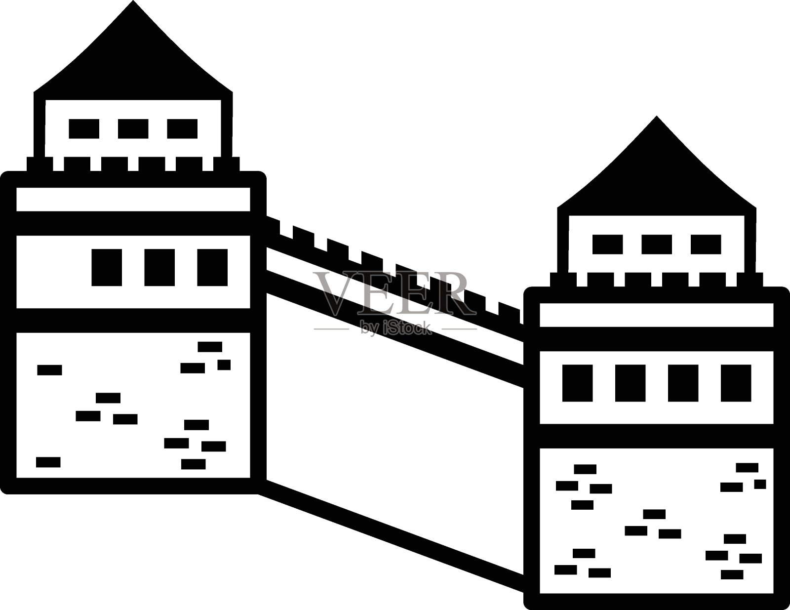 中国长城概念、亚洲矢量图标设计著名地标、中国传统文化符号、2022年虎年标志、中国旅游指南图册插画图片素材