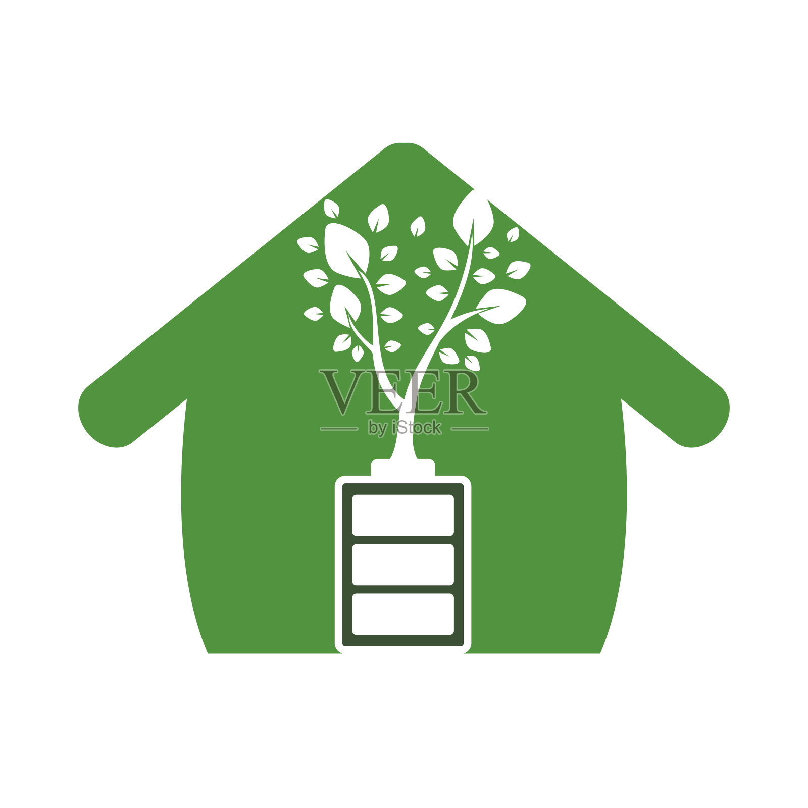 生态自然家居及电池标志模板设计插图设计。插画图片素材