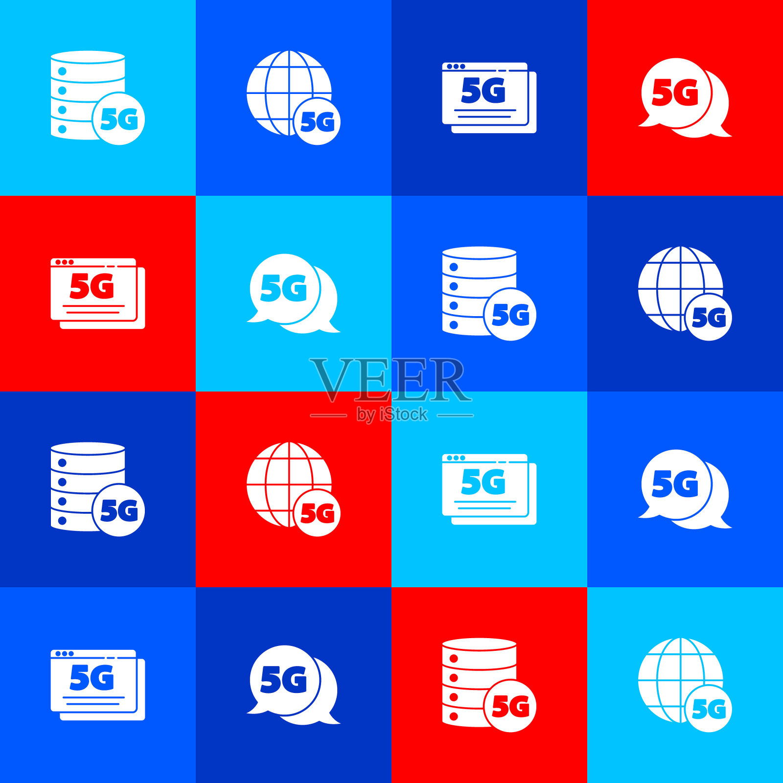 设置“服务器5G网络”、“图标”。向量插画图片素材