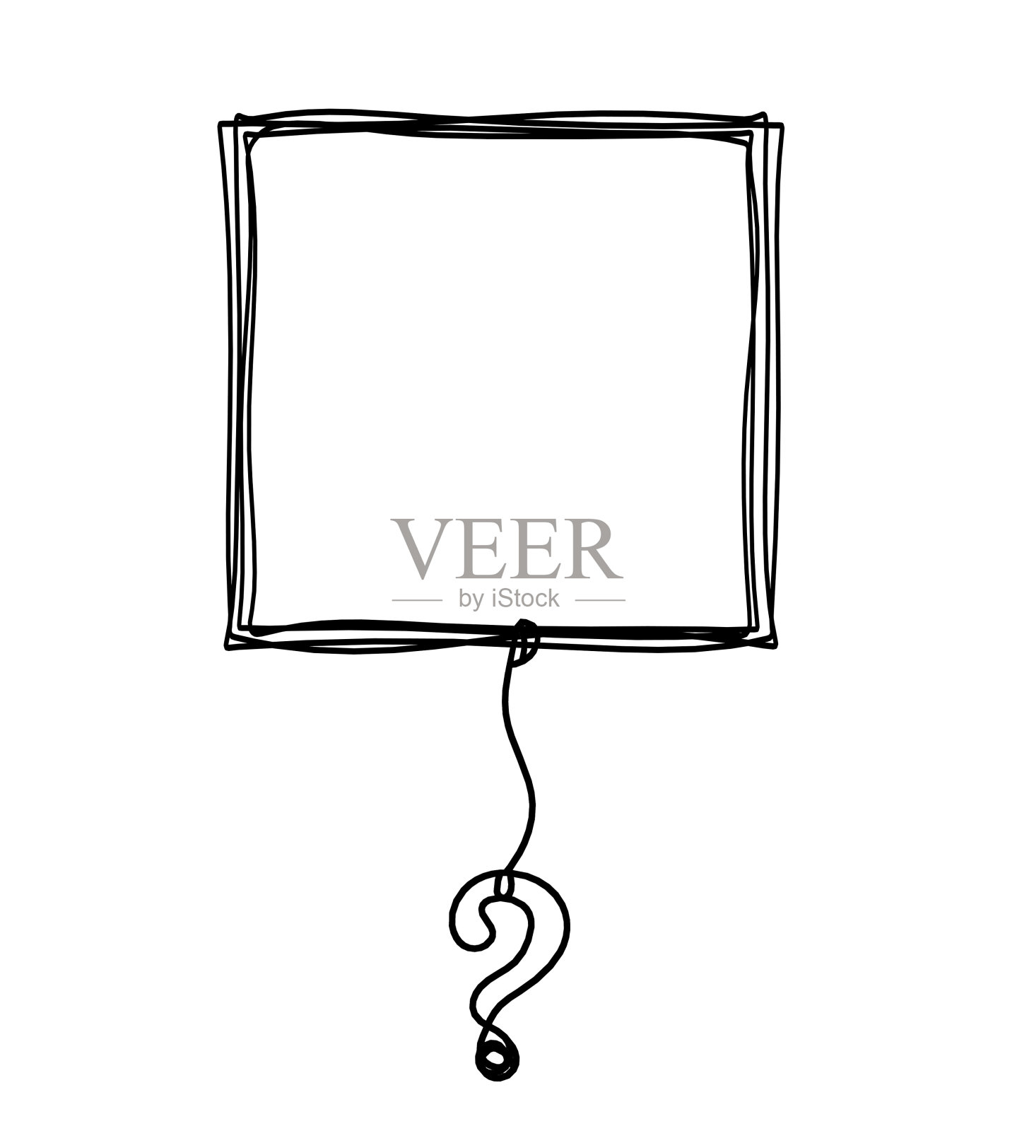在白色背景上用问号划线的正方形插画图片素材