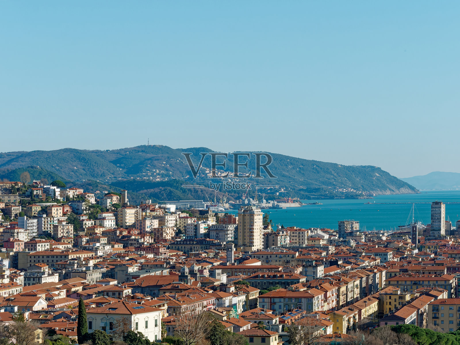 拉斯佩齐亚的鸟瞰图照片摄影图片