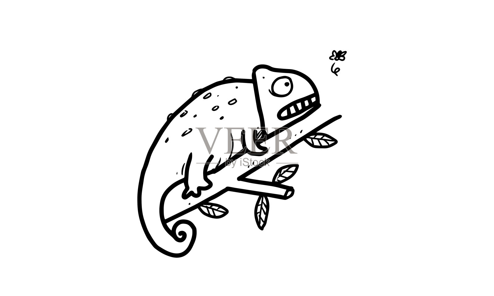 树枝图上的变色龙。设计元素图片