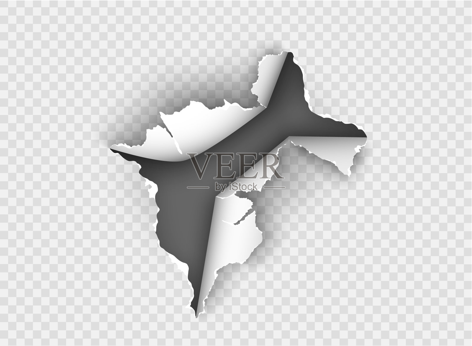 在透明的背景上撕开的纸撕裂的洞插画图片素材