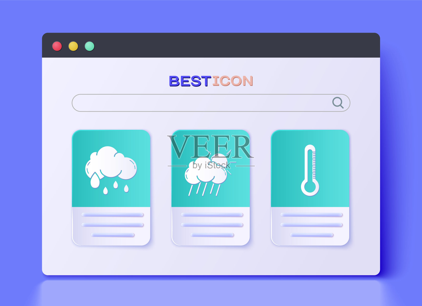 设置云与雨和太阳,云与雨和温度计图标。向量图标素材