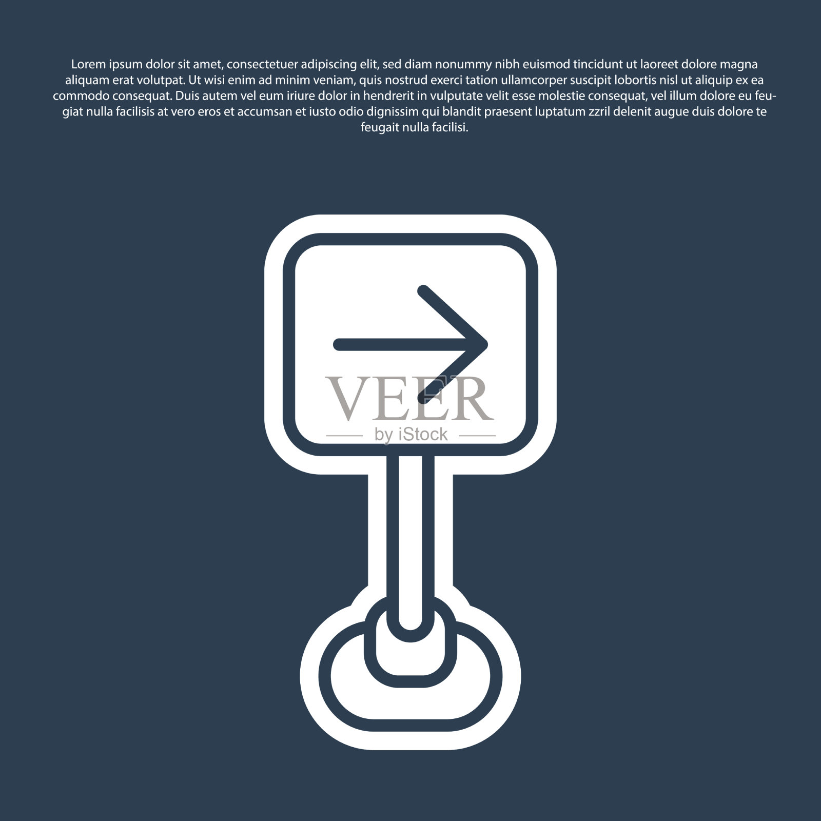 蓝线交通标志右转警告图标素材