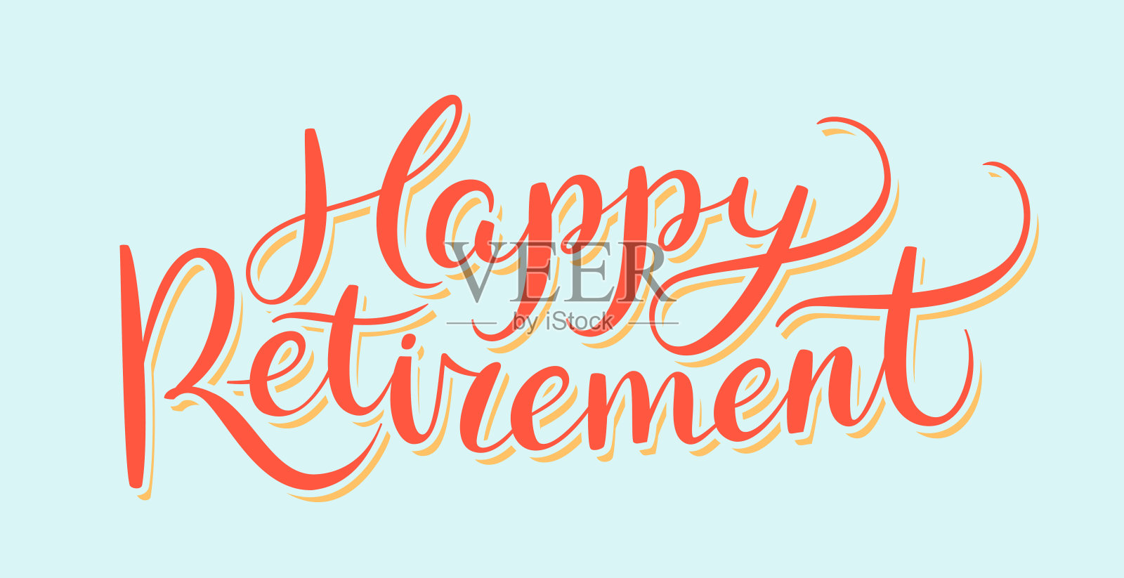 快乐的退休生活。向量的手写字体。插画图片素材