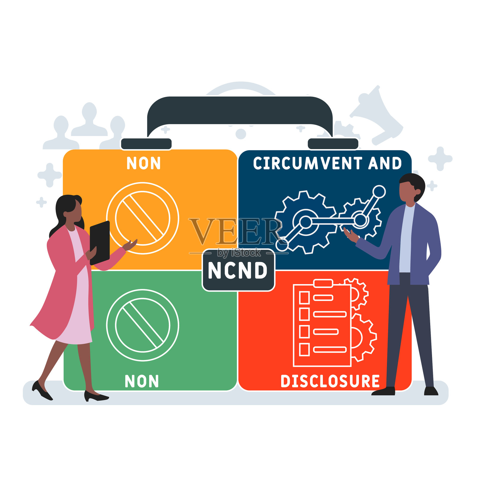 NCND -非规避和非披露的首字母缩略词。插画图片素材