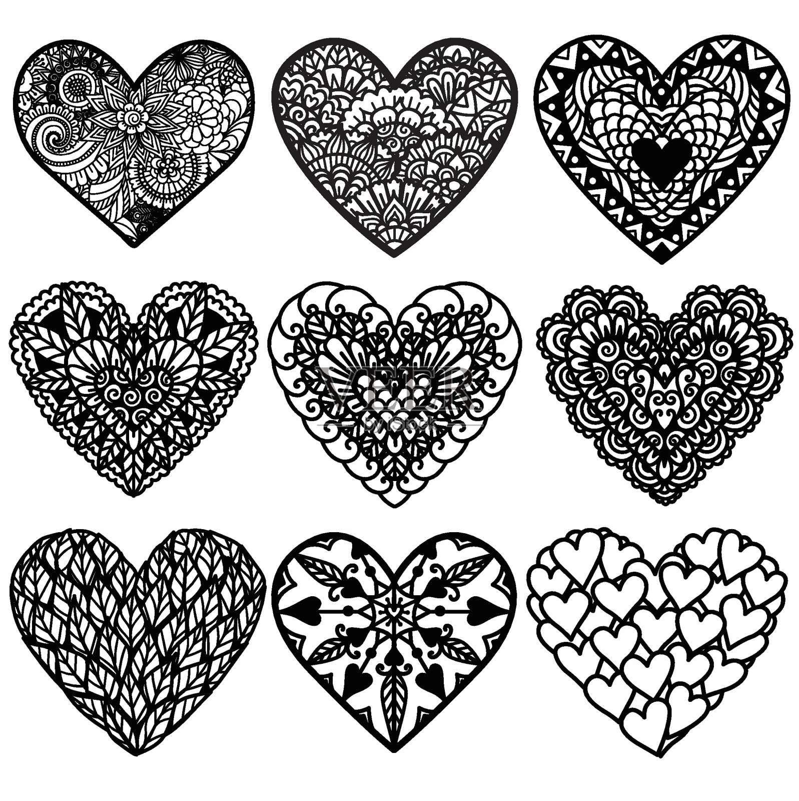 9的心插画图片素材