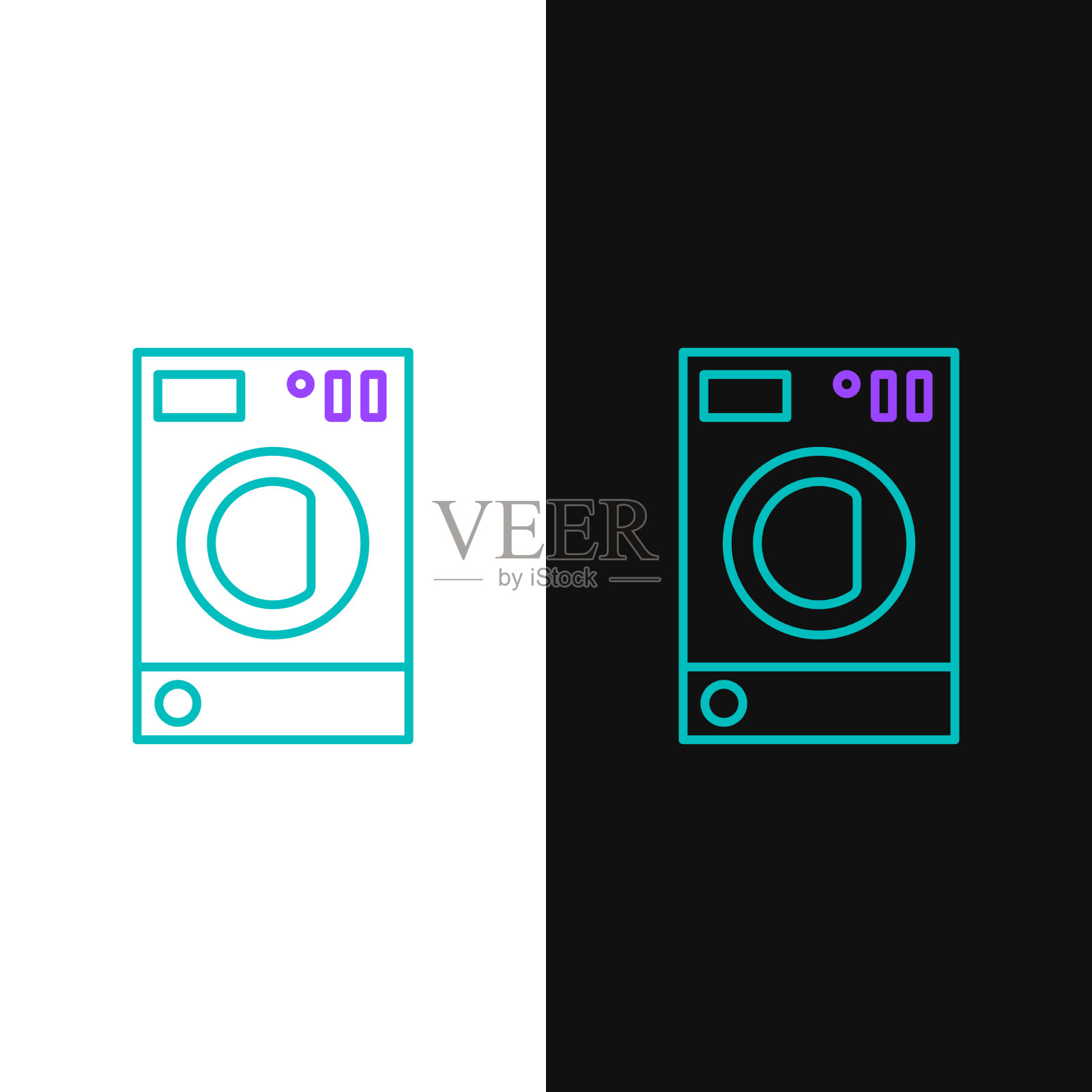 线垫圈图标孤立在白色和黑色上插画图片素材