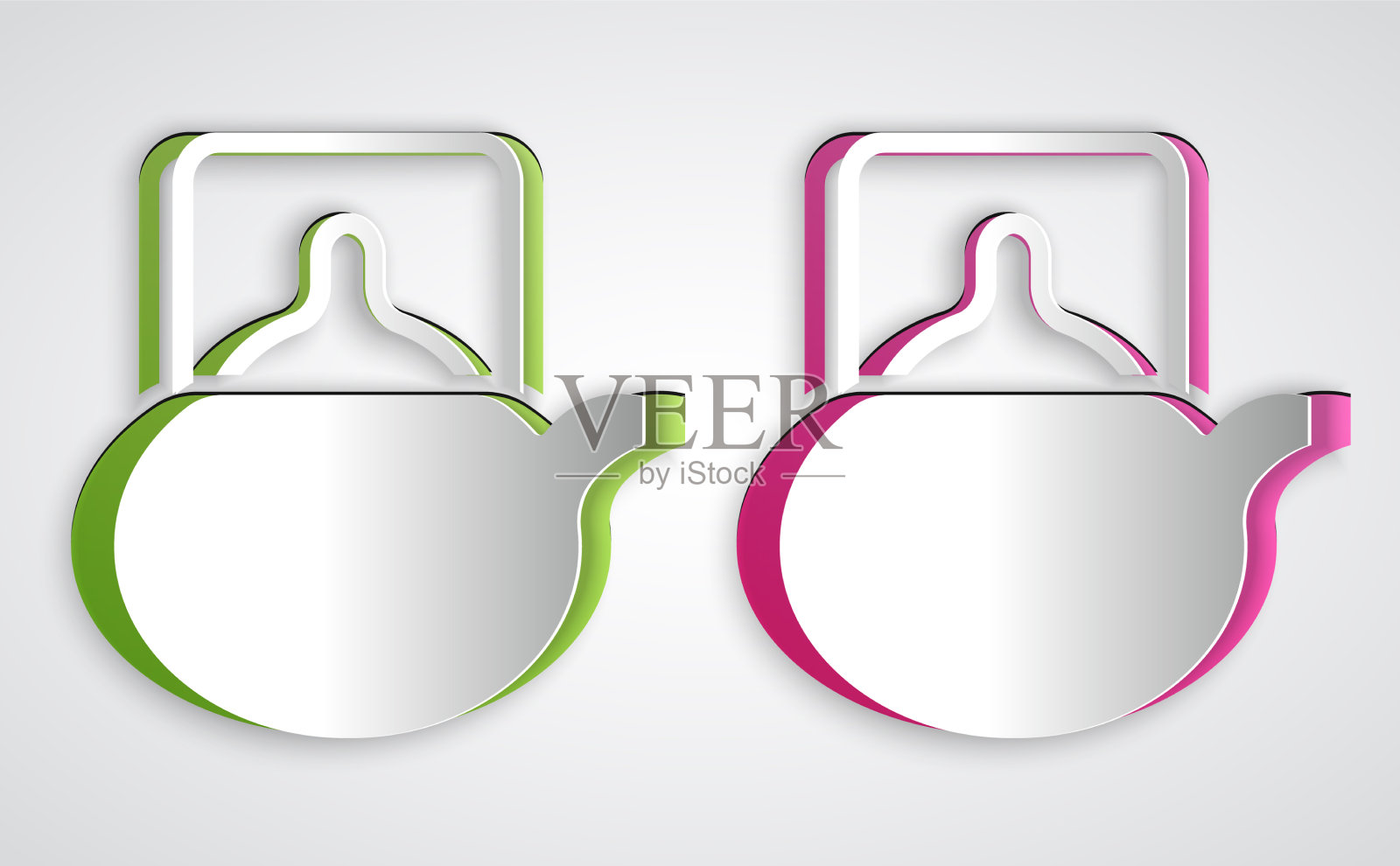 剪纸将传统茶道图标孤立开来插画图片素材