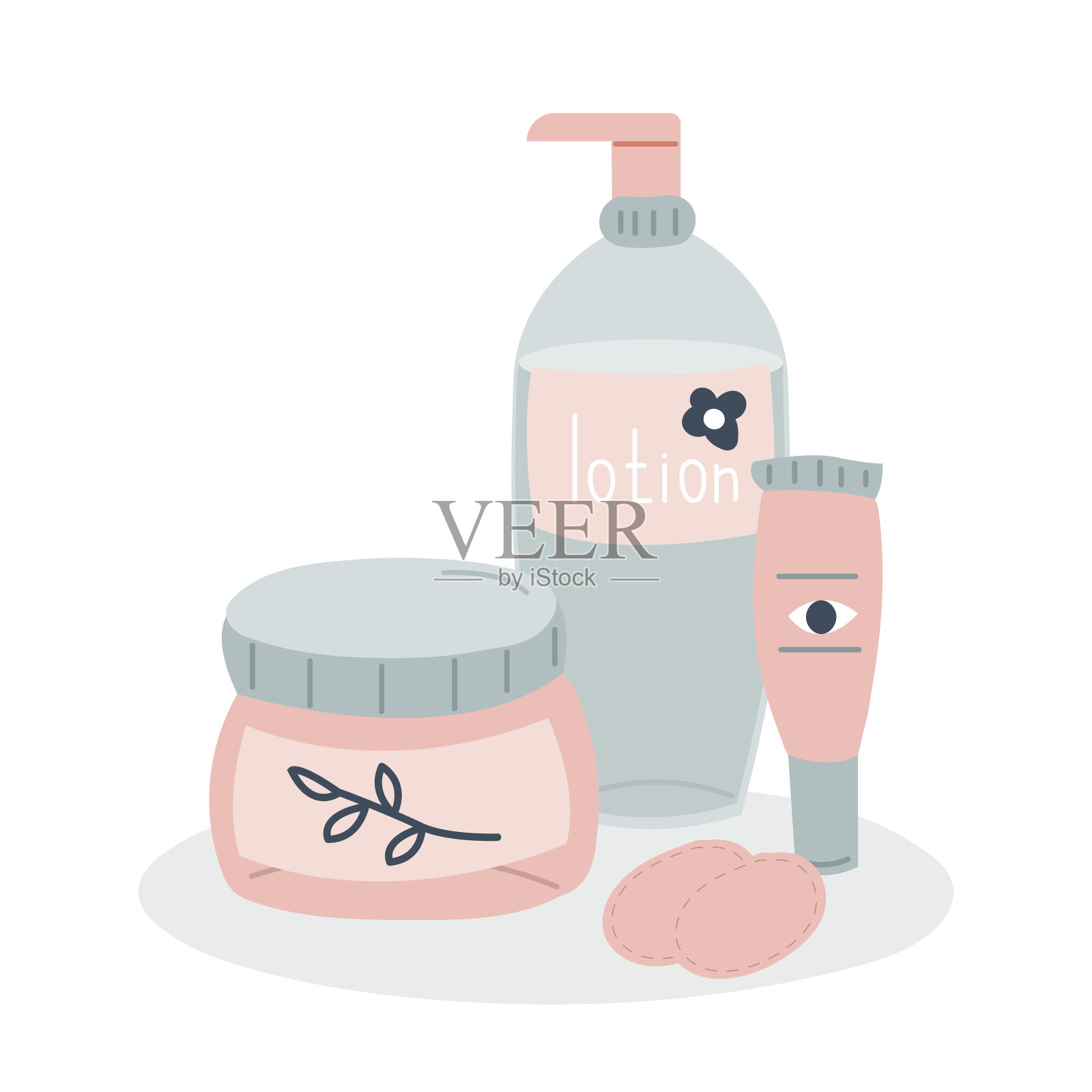 集天然有机化妆品于瓶、罐、管护肤。设计元素图片