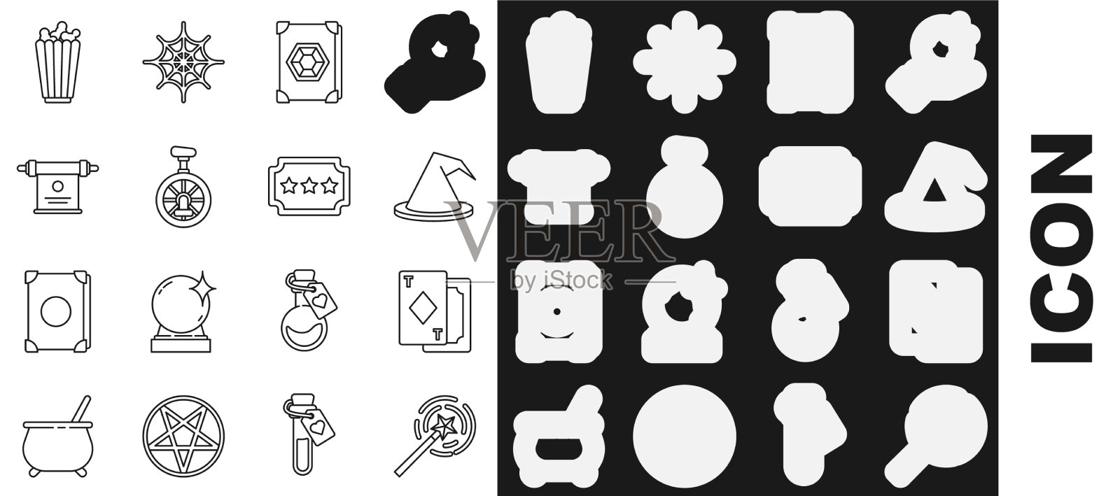 设定线魔术棒打牌女巫帽图标素材