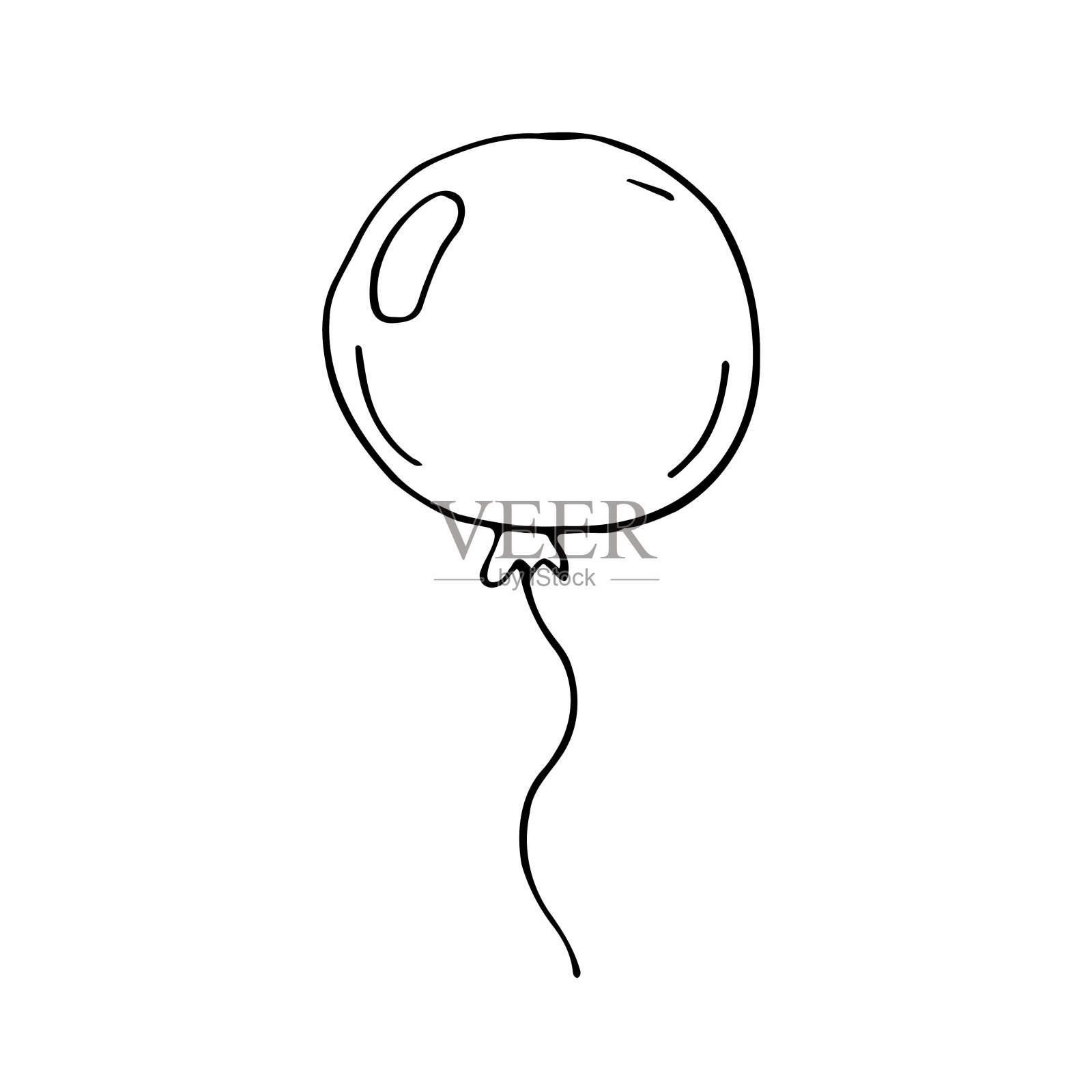 矢量集的涂鸦气球在不同的形状。手绘线条图形。概念情人节,康乐,公园娱乐项目,节日,玩具。插画图片素材