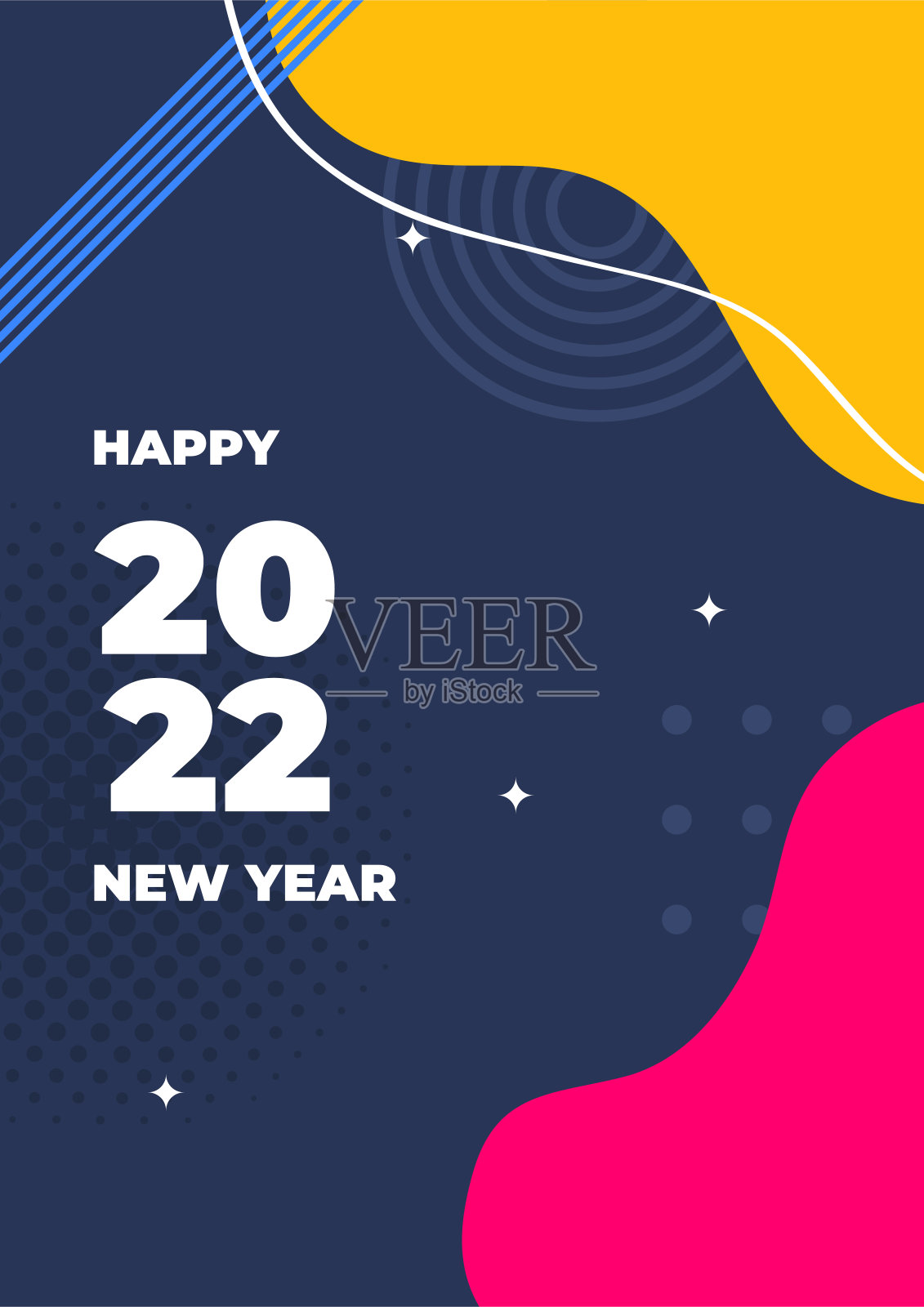 2022年新年快乐。向量插图贺卡,派对邀请卡,网站横幅,社交媒体横幅,背景,封面设计模板,营销材料。插画图片素材