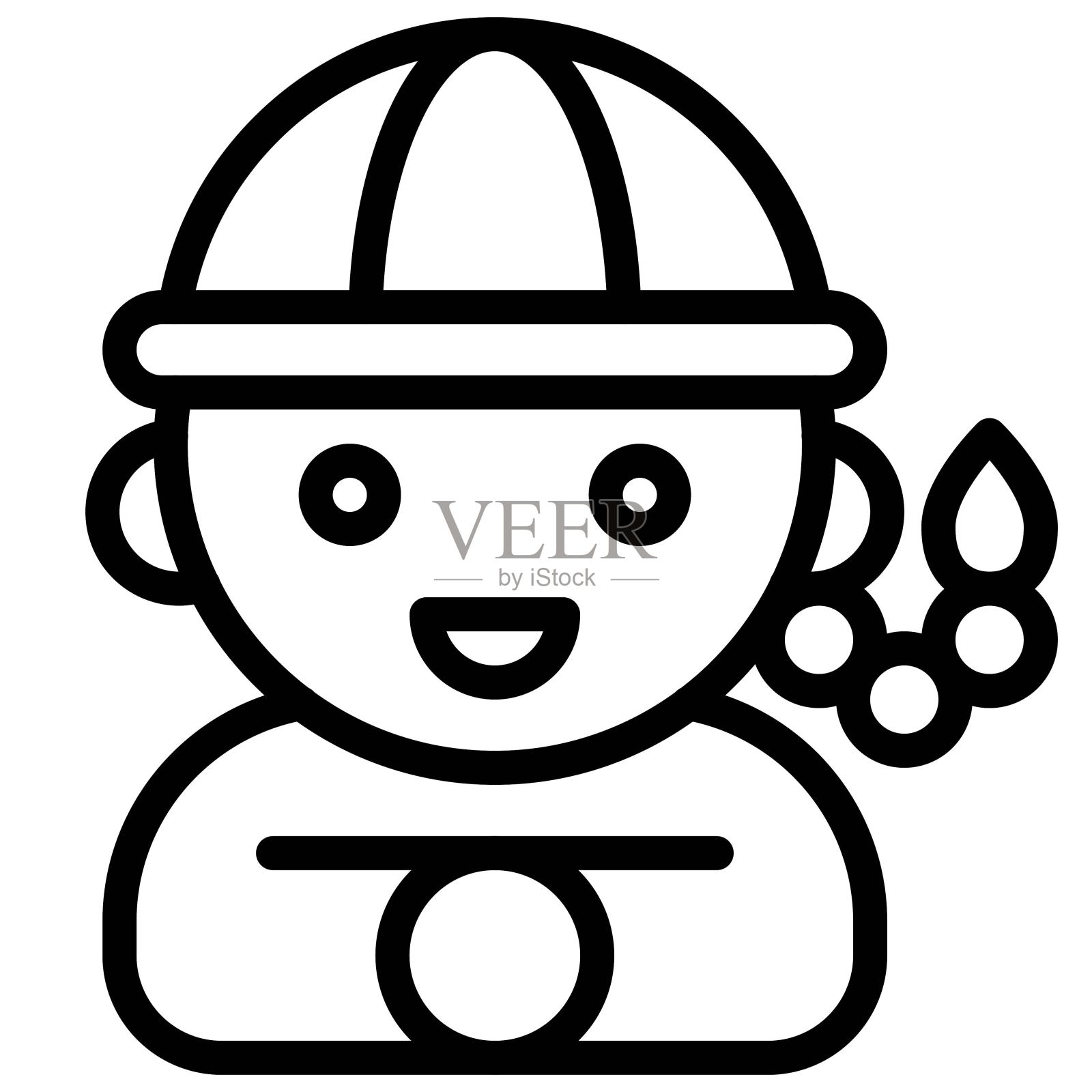 中国男孩图标,中国新年矢量插图插画图片素材