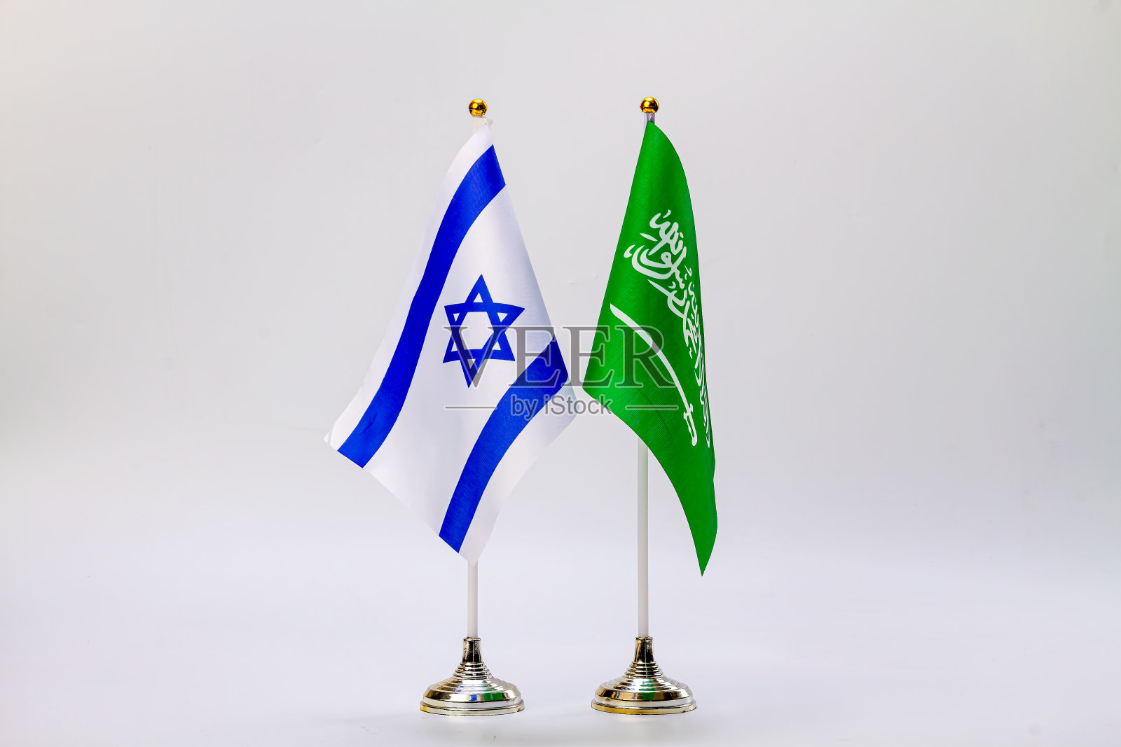以色列和沙特阿拉伯国旗照片摄影图片