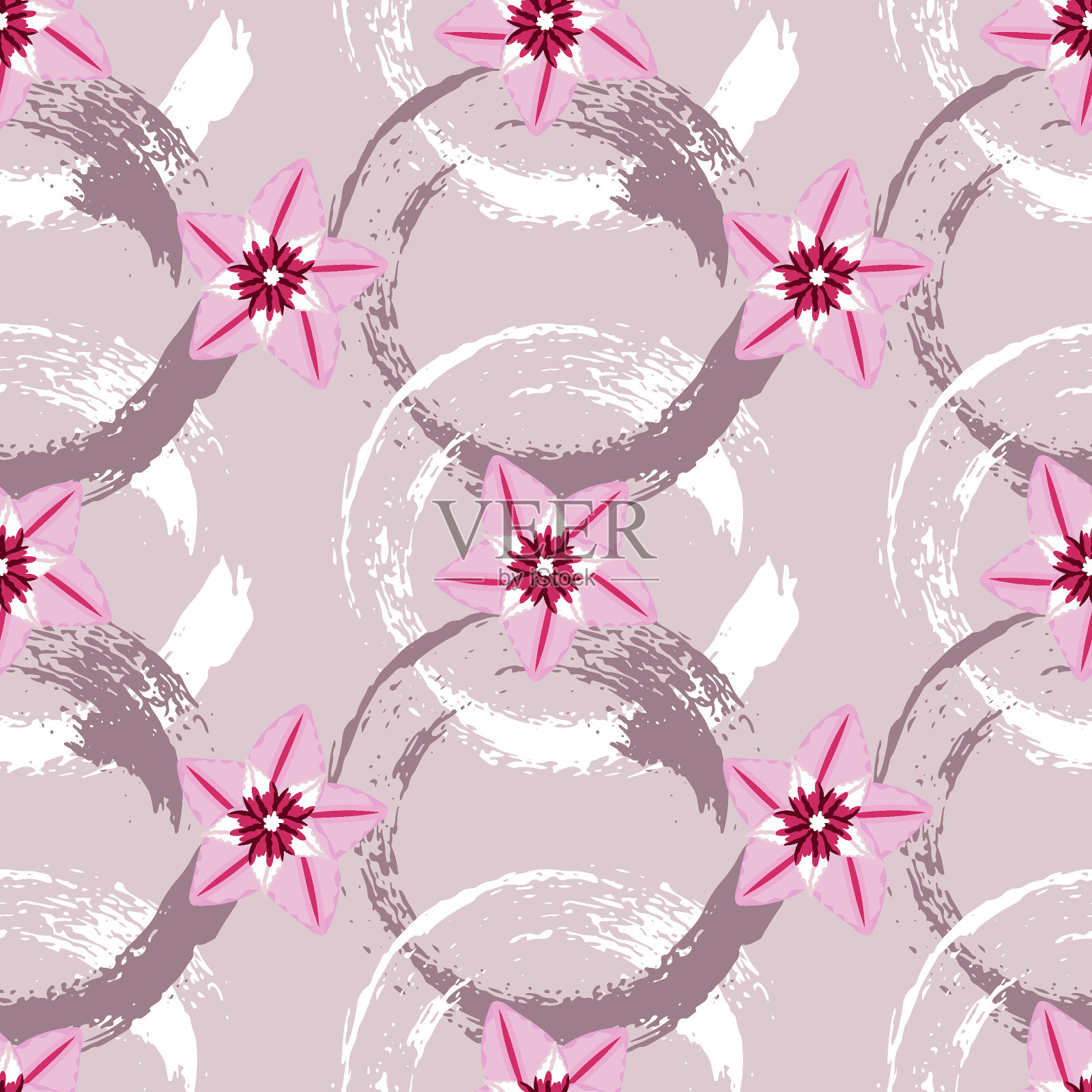 无缝图案与霍亚家花插画图片素材